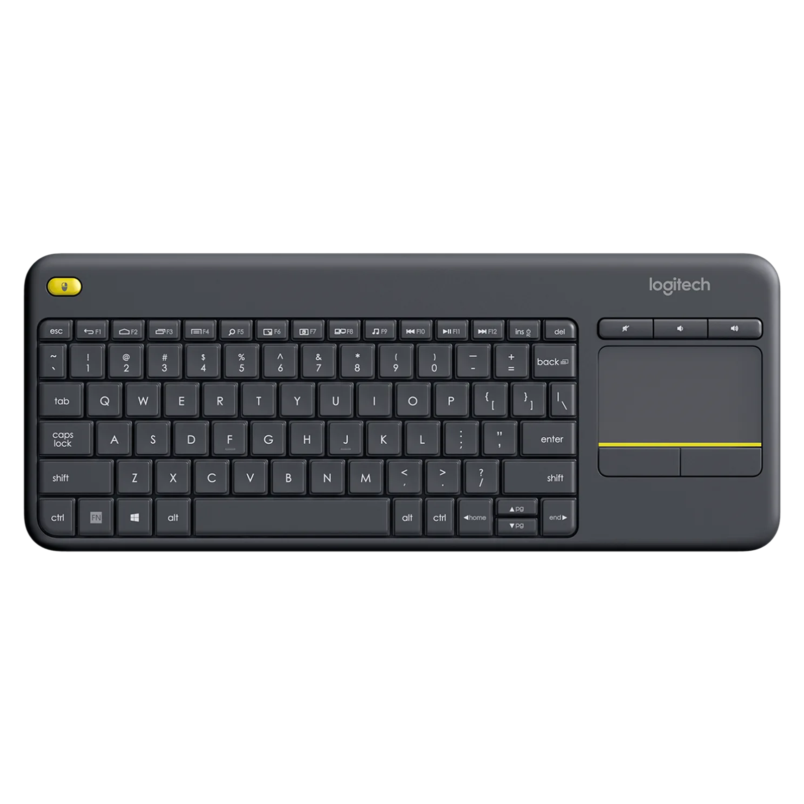 logitech K400 Plus 2.4GHz Wireless Keyboard with Built-in Touchpad (Up to 5 Million Keystrokes, Black)
