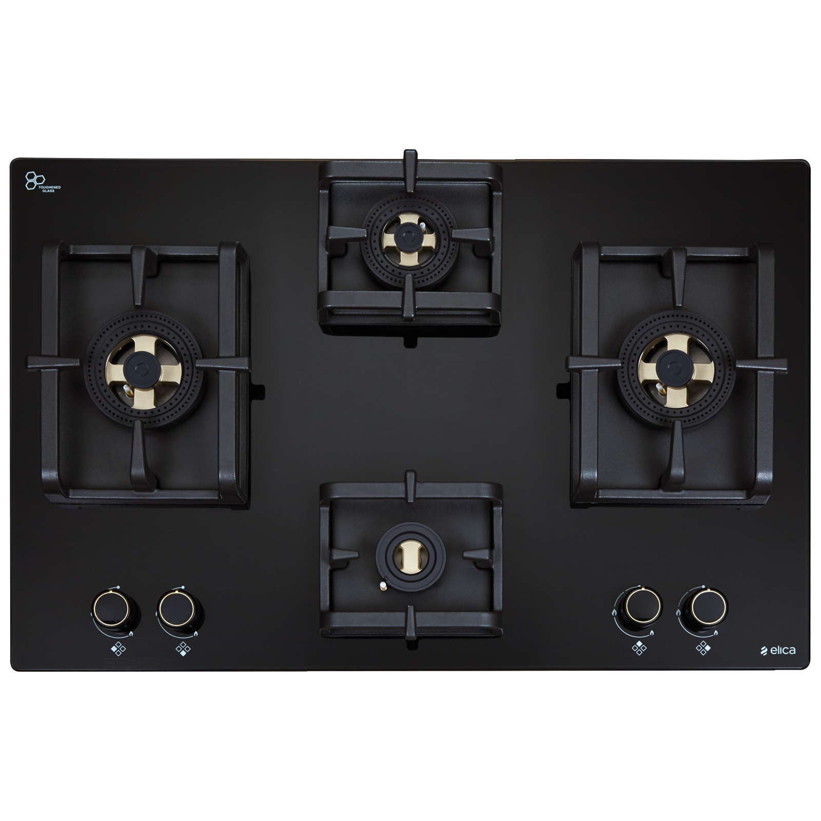 

elica Flexi DFS Pro AB Series 4 Burner Automatic Hob (Cast Iron Pan Support, Black)