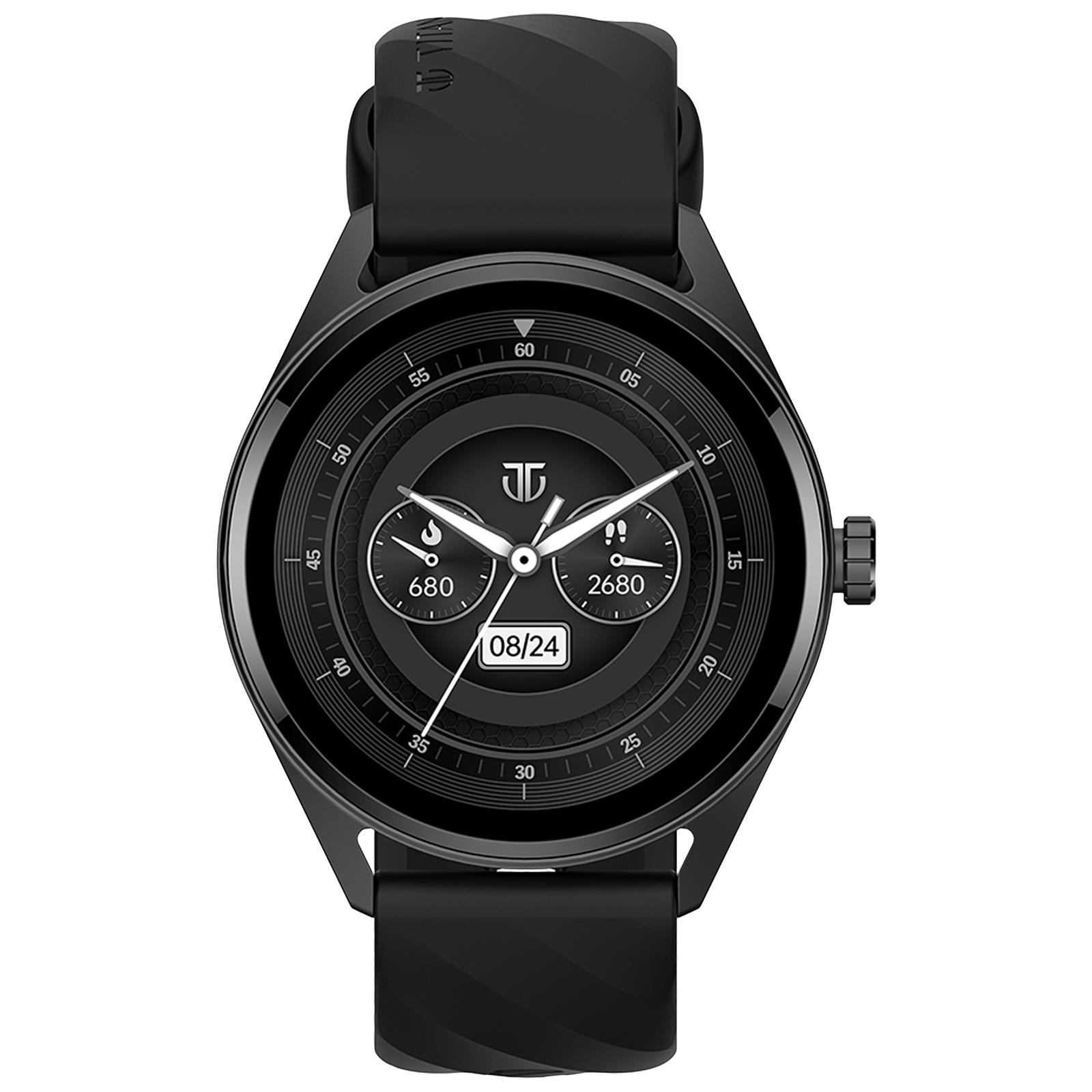TITAN Crest Smartwatch with Bluetooth Calling (36.3mm AMOLED Display, IP68 Water Resistant, Black Strap)