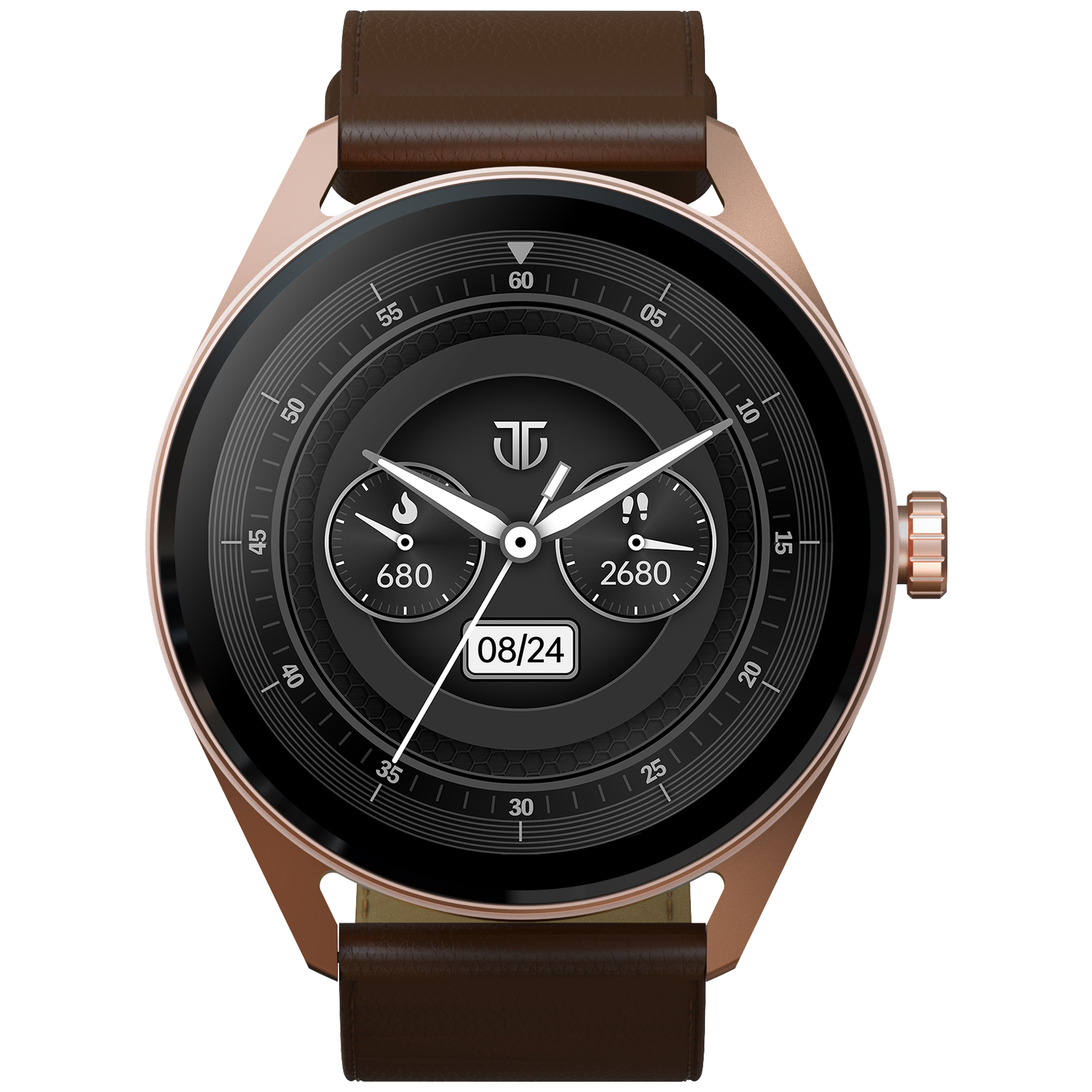 TITAN Crest Smartwatch with Bluetooth Calling (36.3mm AMOLED Display, IP68 Water Resistant, Brown Strap)