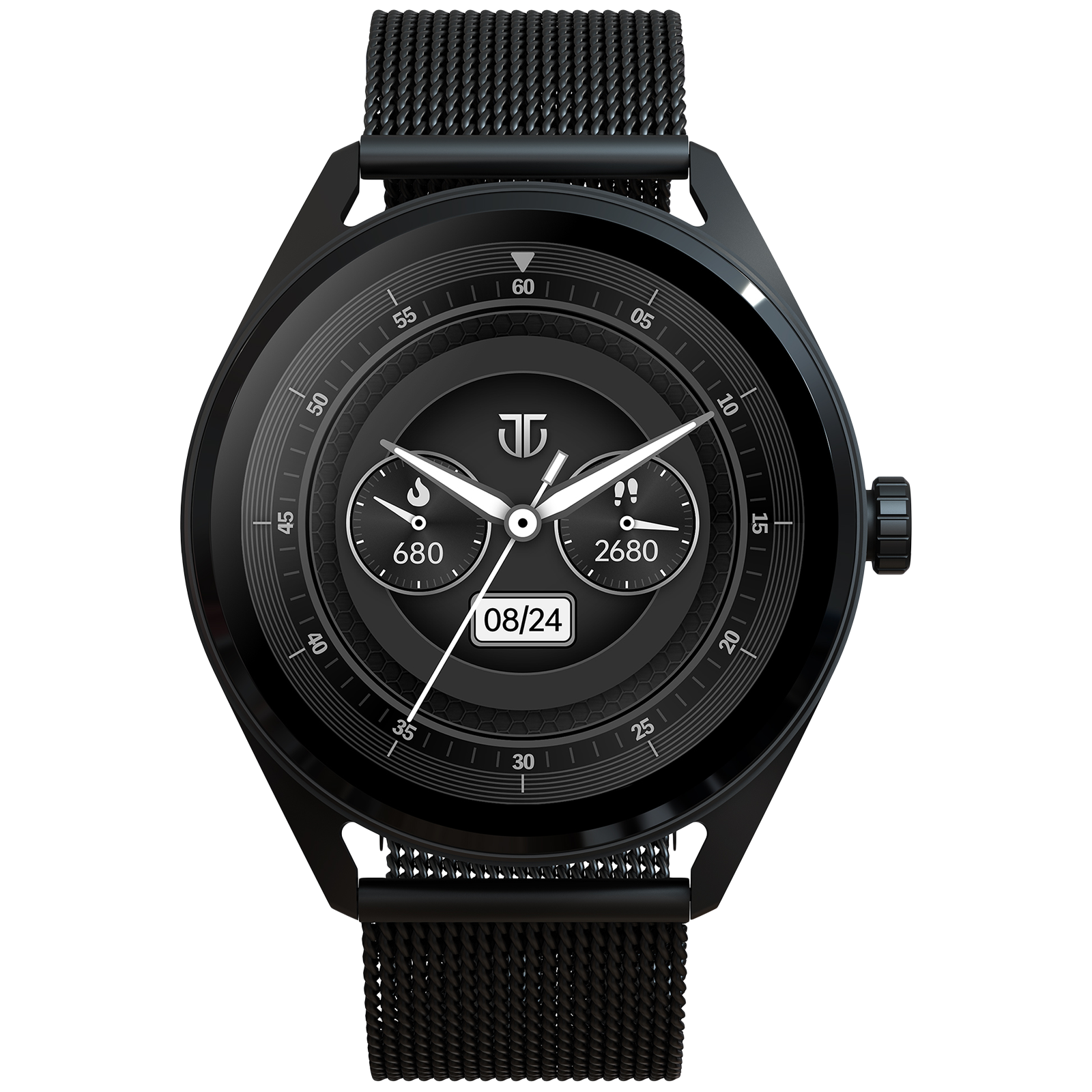 TITAN Crest Smartwatch with Bluetooth Calling (36.3mm AMOLED Display, IP68 Water Resistant, Black Mesh Strap)