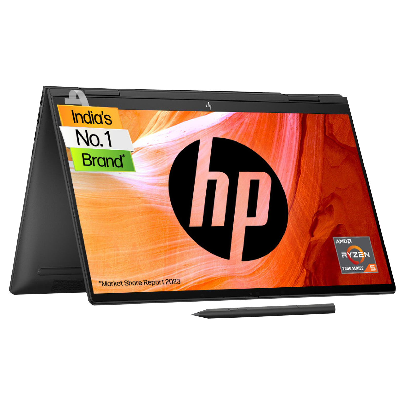 

HP Envy x360 15-fh0014AU AMD Ryzen 5 (15.6 inch, 8GB, 512GB, Windows 11 Home, MS Office 2021, AMD Radeon, FHD IPS Display, Nightfall Black, 8C4S0PA)