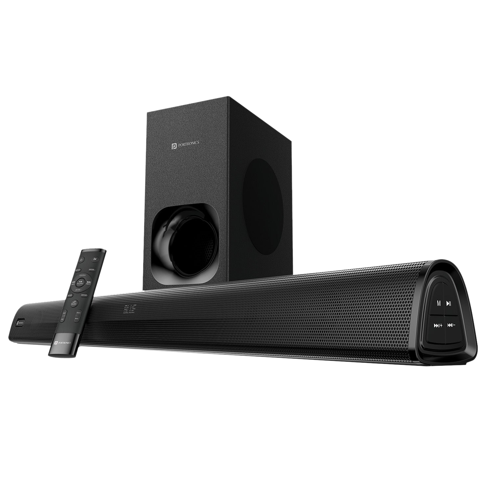 PORTRONICS Pure Sound 105 200W Bluetooth Soundbar with Remote (Spacious HD Audio, 2.1 Channel, Black)