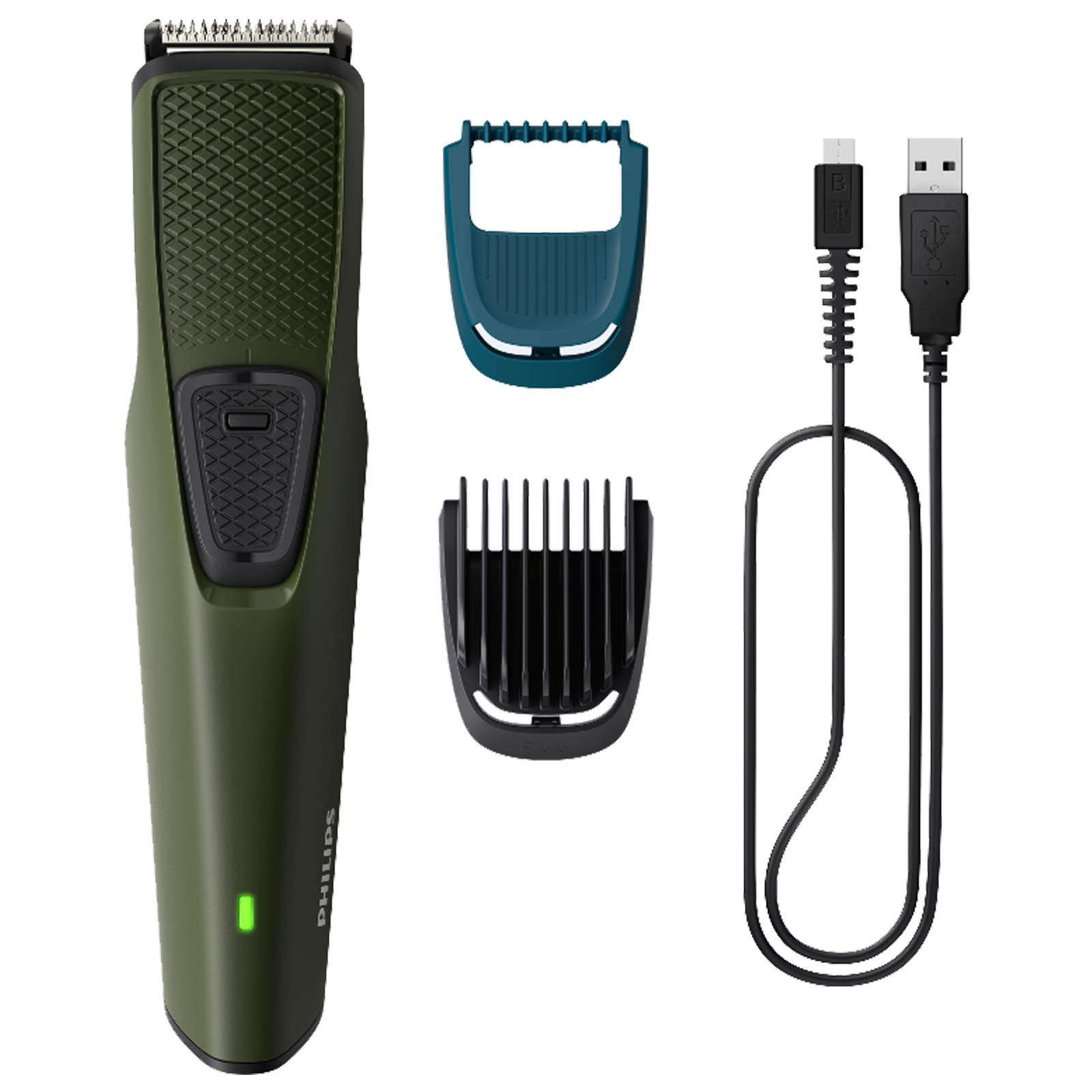 

PHILIPS Series 1000 Rechargeable Cordless Wet & Dry Trimmer for Beard with 4 Length Settings for Men (30mins Runtime, DuraPower Technology, Green)