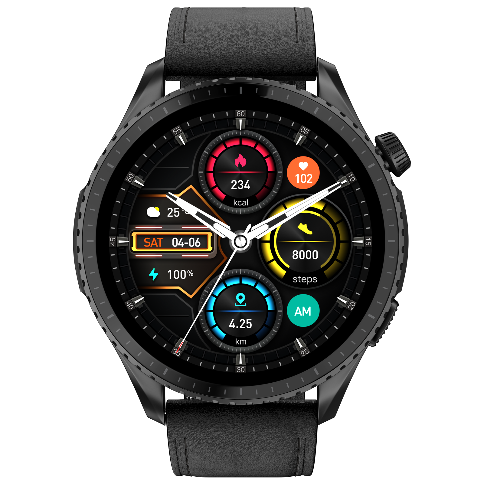 noise Origin Smartwatch with Bluetooth Calling (37.08mm AMOLED Display, 3ATM Water Resistant, Classic Black Strap)