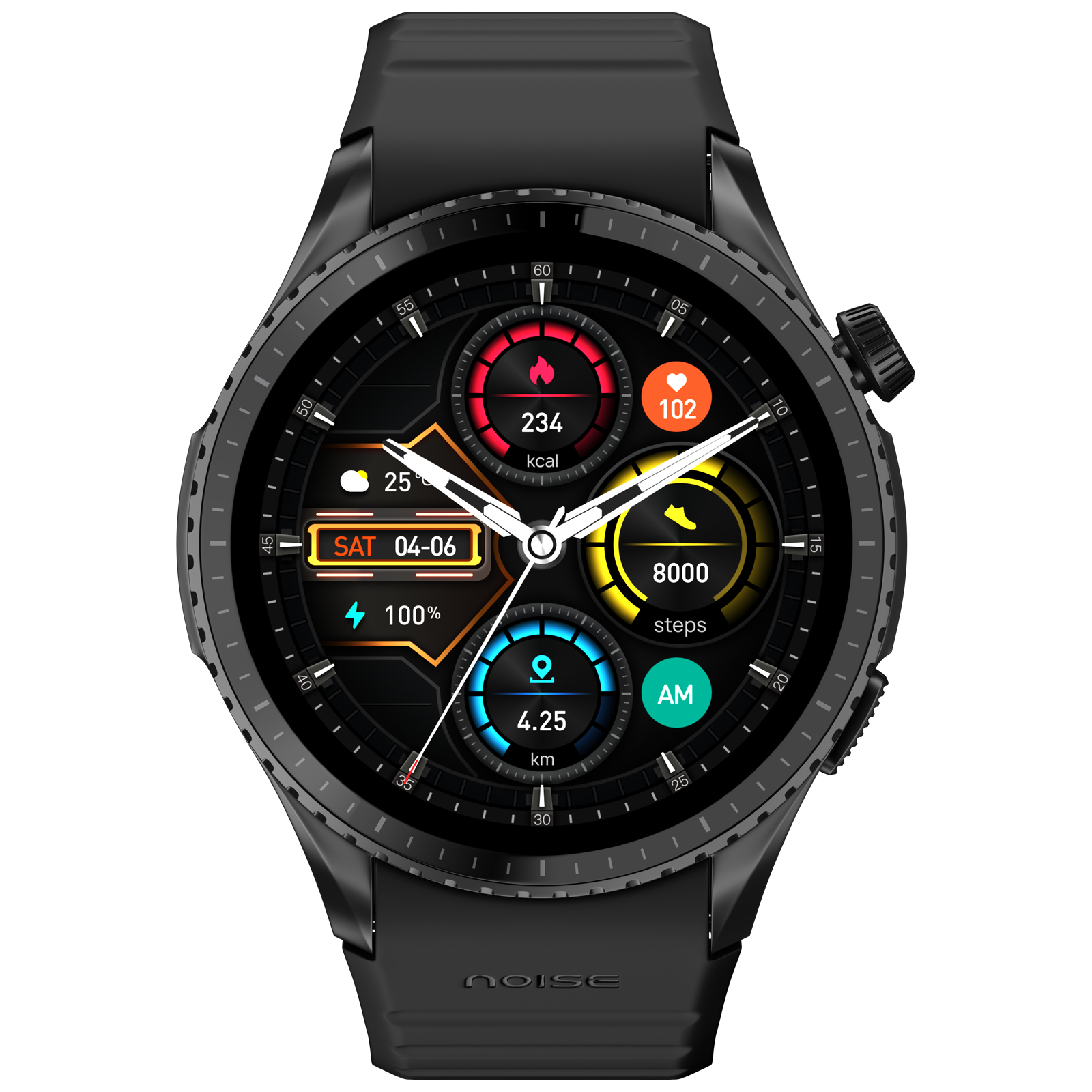 noise Origin Smartwatch with Bluetooth Calling (37.08mm AMOLED Display, 3ATM Water Resistant, Jet Black Strap)