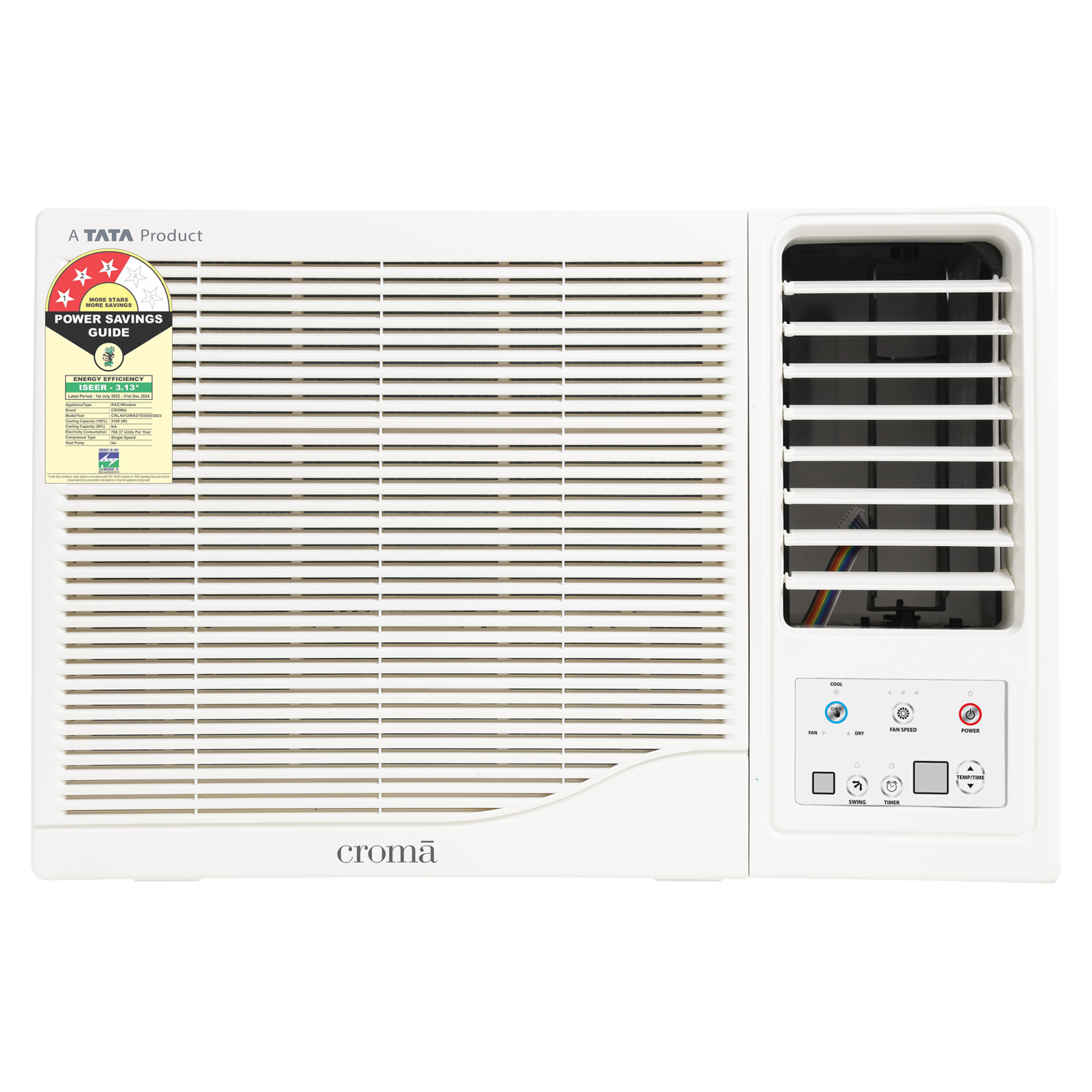 Croma 1 Ton 3 Star Fixed Speed Window AC (2024 Model, Copper Condenser, Dust Filter, CRLA012WAD193305)