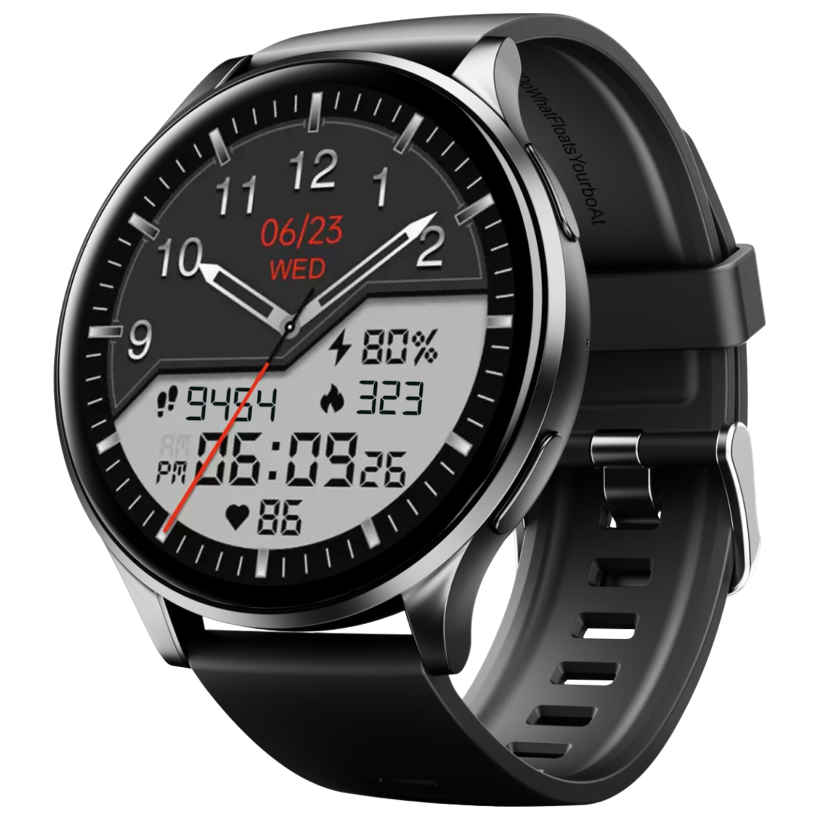 boAt Lunar Prime Smartwatch with Bluetooth Calling (36.83mm AMOLED Display, IP67 Water Resistant, Charcoal Black Strap)