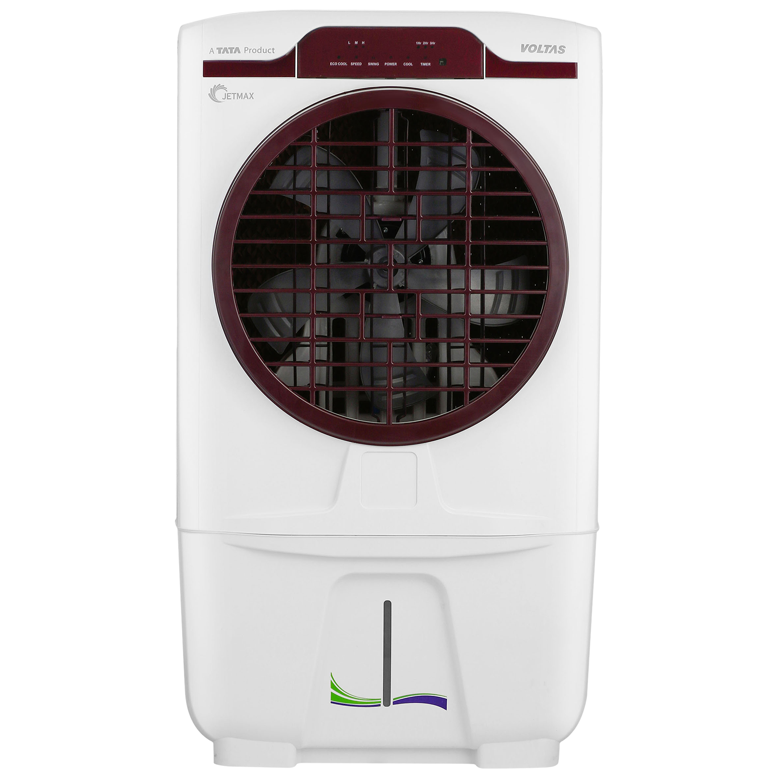 VOLTAS JetMax T 70 Litres Desert Air Cooler with Turbo Air Throw (Smart Humidity Control, White & Burgundy)