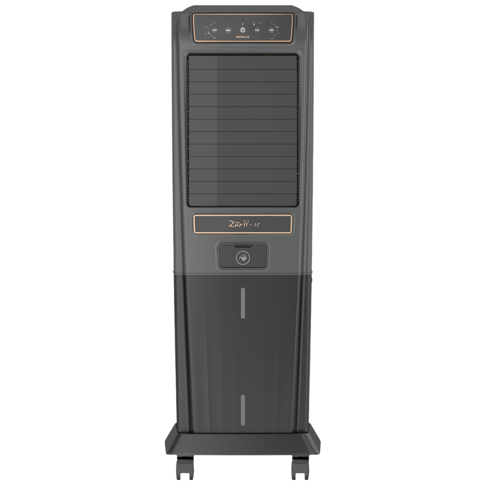 HAVELLS Zurii 35 Litres Tower Air Cooler with Inverter Compatible (Ionizer Air Cleaning Technology, Black & Grey)