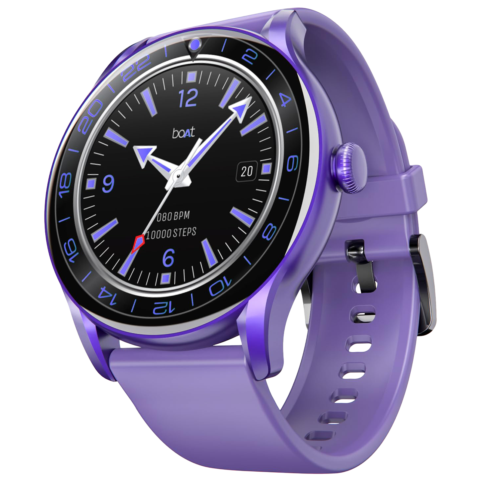 boAt Lunar Connect Ace Smartwatch with Bluetooth Calling (36.32mm AMOLED Display, IP68 Dust, Sweat & Water Resistant, Orchid Purple Strap)