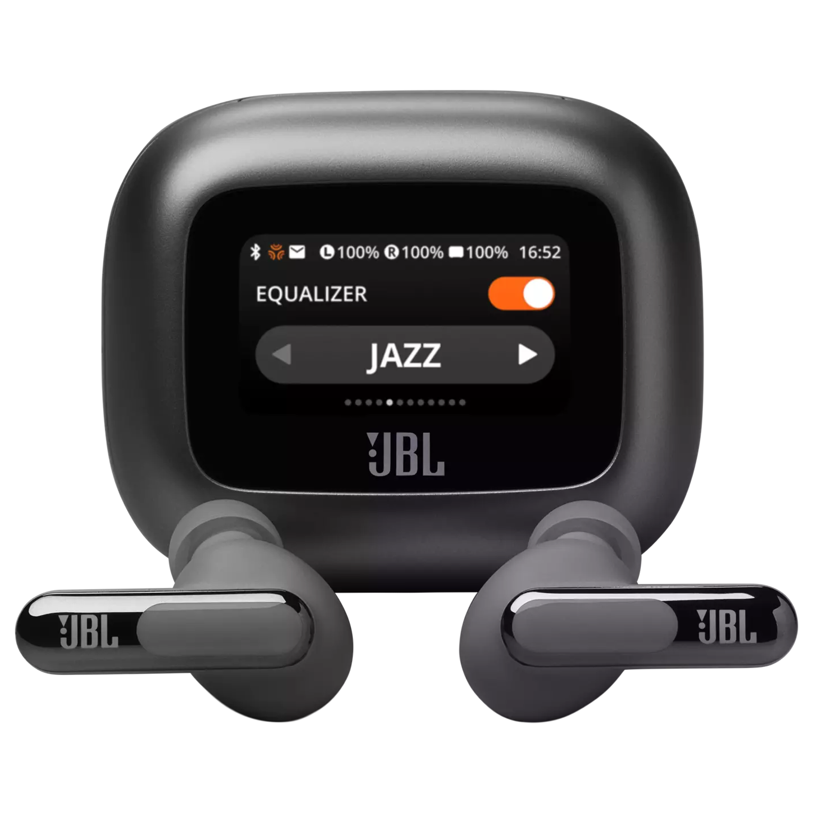 JBL Live Beam 3 TWS Earbuds with Adaptive Noise Cancellation (IP55 Waterproof & Dustproof, Touchscreen Display, Black)