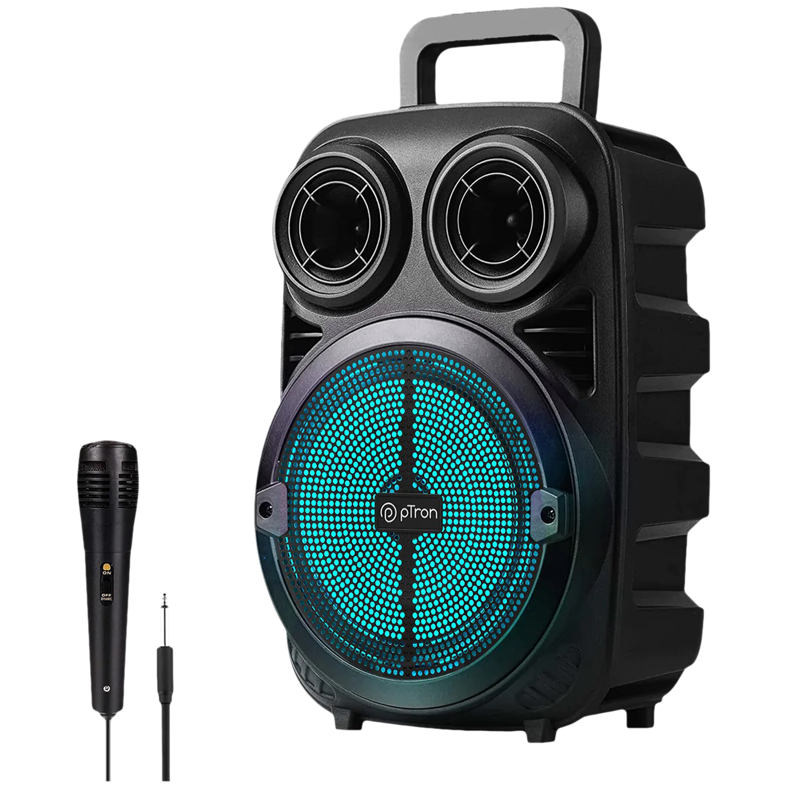 pTron Fusion Stage 20W Bluetooth Party Speaker with Mic (Integrated Controls, Mono Channel, Black)