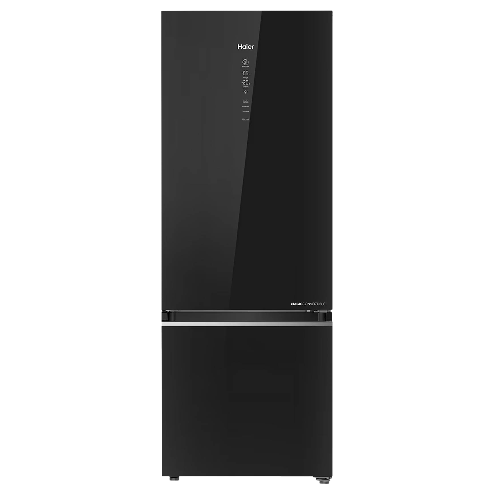 

Haier 355 Litres 3 Star Frost Free Double Door Bottom Mount Convertible Refrigerator with Triple Inverter Technology (HRB-4053PKG-P, Black Glass)