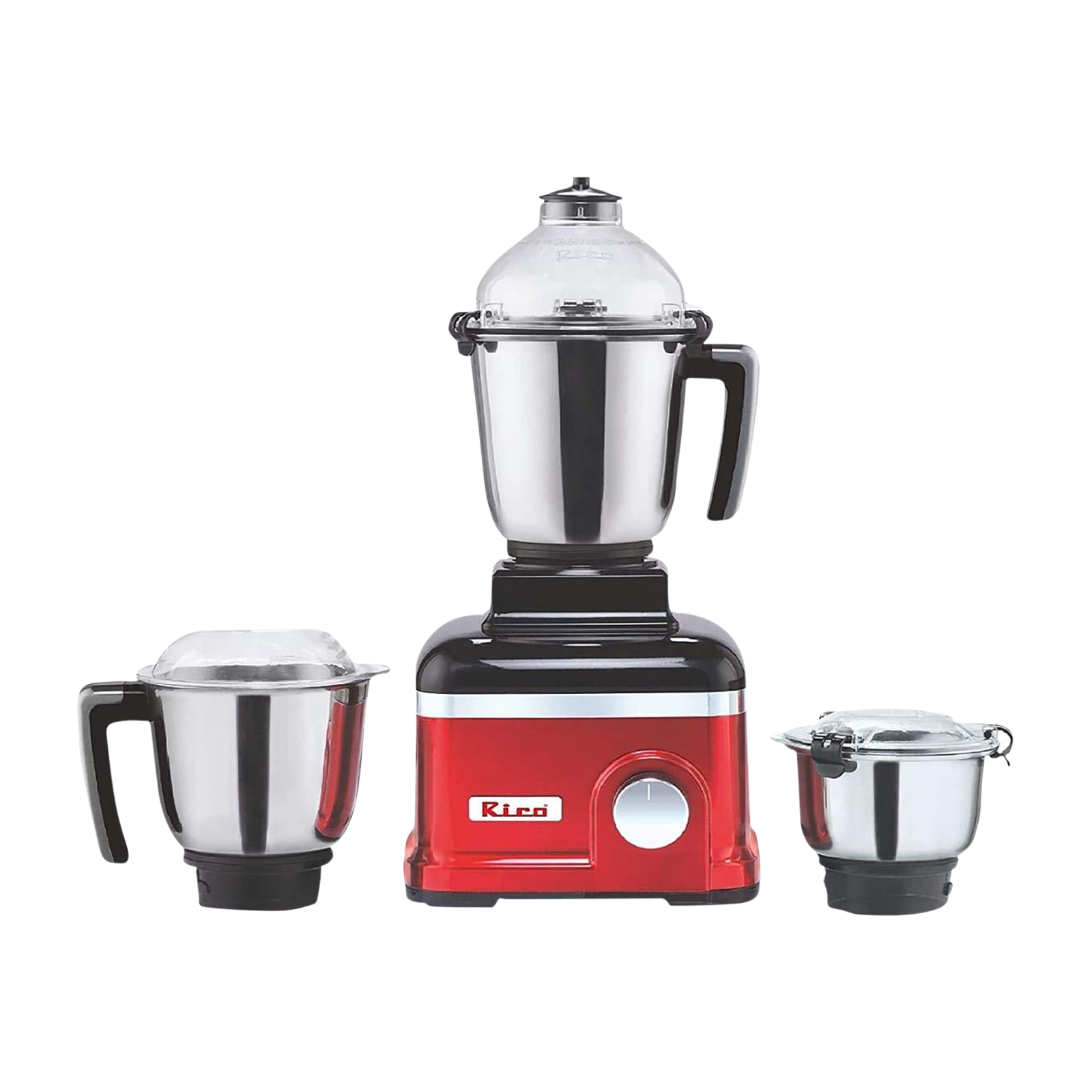 

Rico 750 Watt 3 Jars Mixer Grinder (18000 RPM, 3 Speed Control with Whip Option, Red)