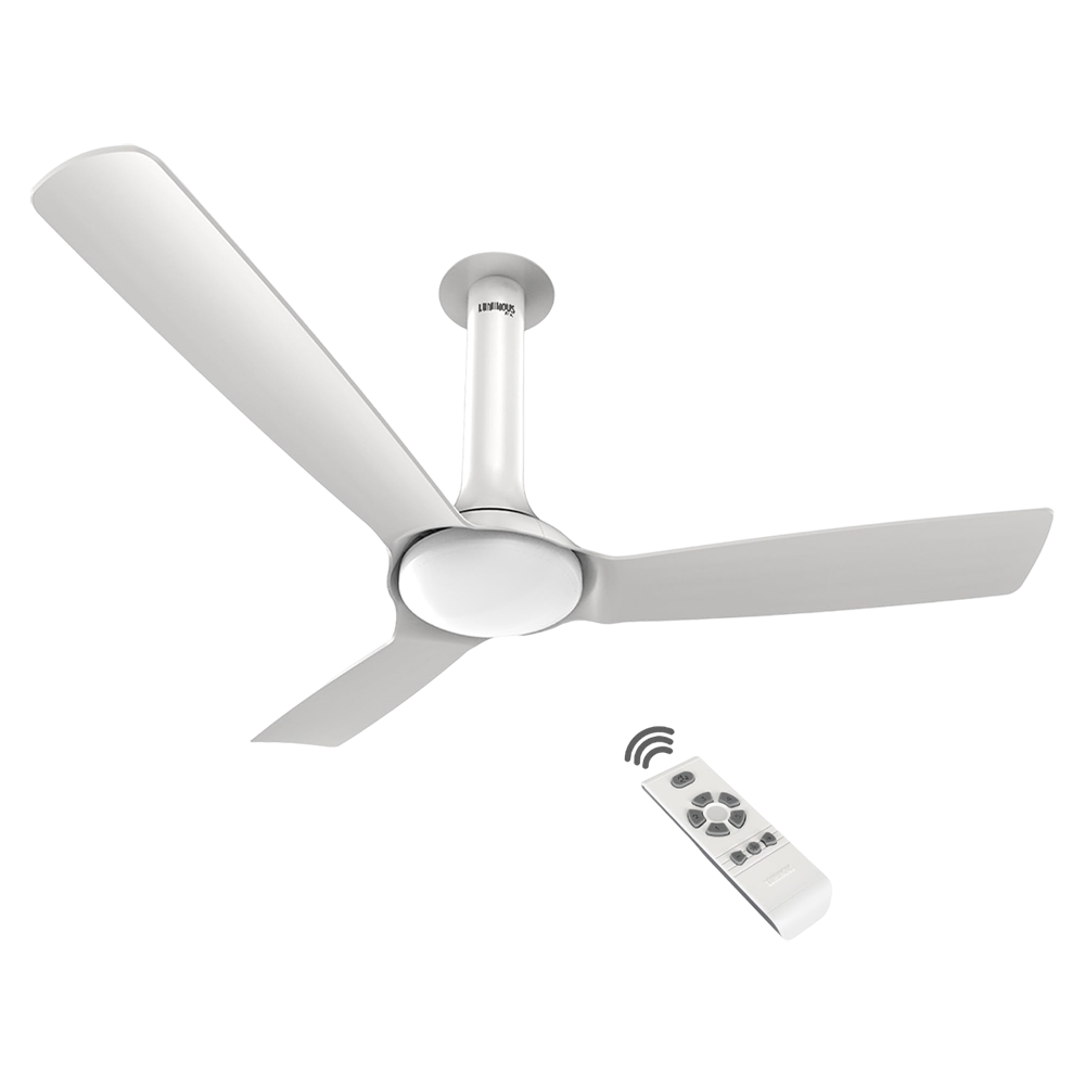 LUMINOUS New York Chelsea 5 Star 1200mm 3 Blade BLDC Motor Ceiling Fan with Remote (Energy Saving, Pristine White)