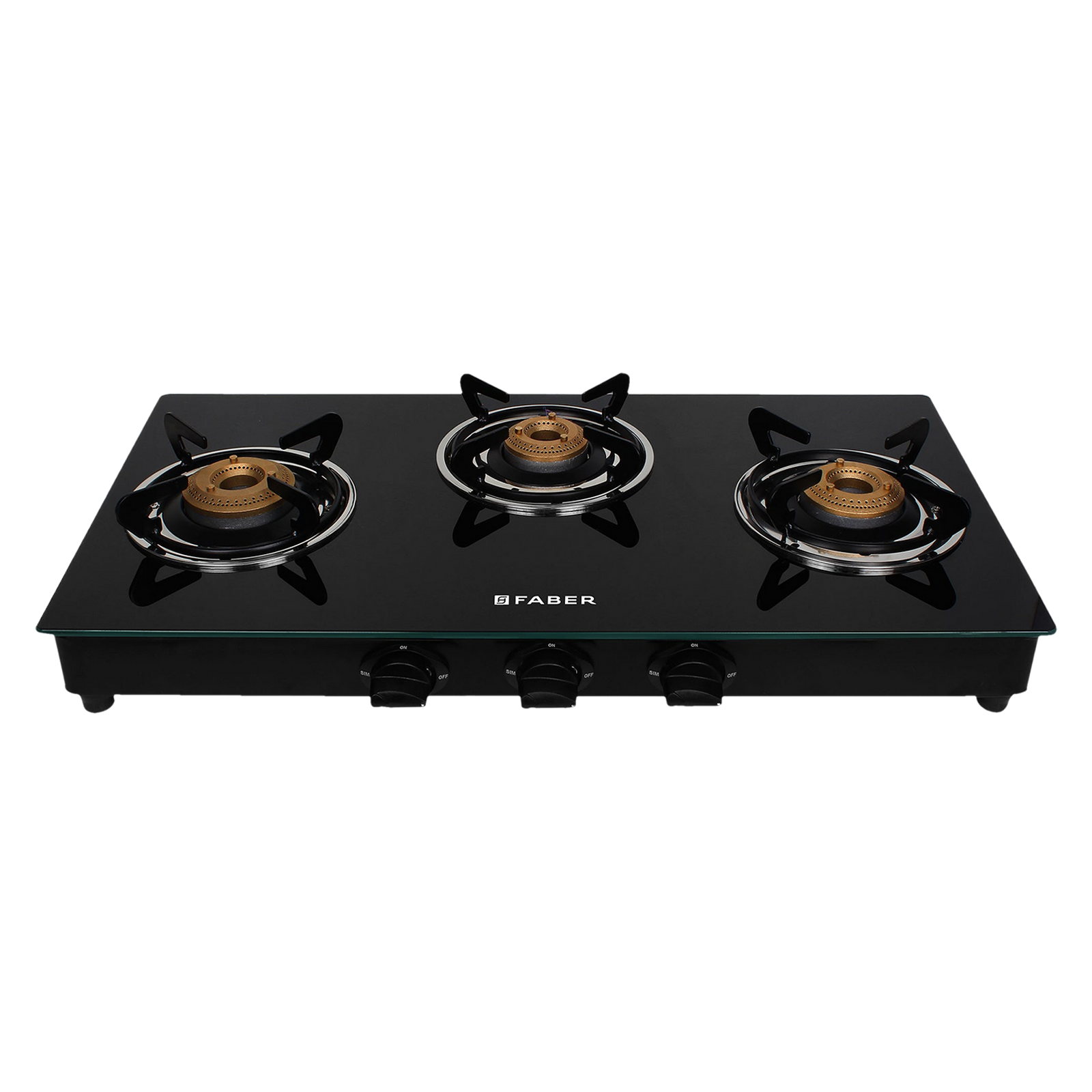 Faber DAISY 3BB BK Tempered Glass Top 3 Burner Manual Gas Stove (Scratch Resistant, Black)