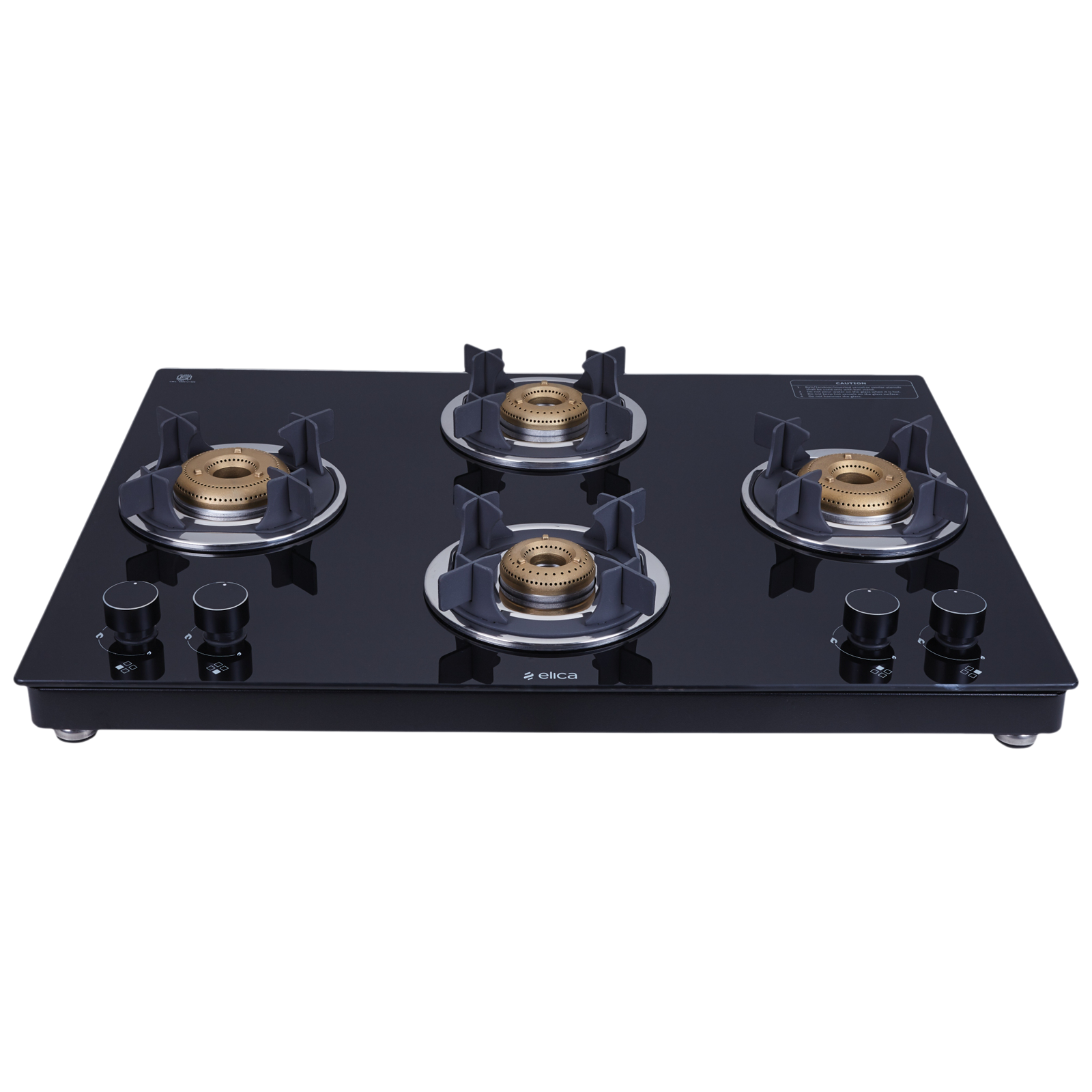 

Elica 694 CT VETRO 2J (TKN CROWN DT SERIES) Toughened Glass Top 4 Burner Automatic Gas Stove (Ultra Slim Frame, Black)