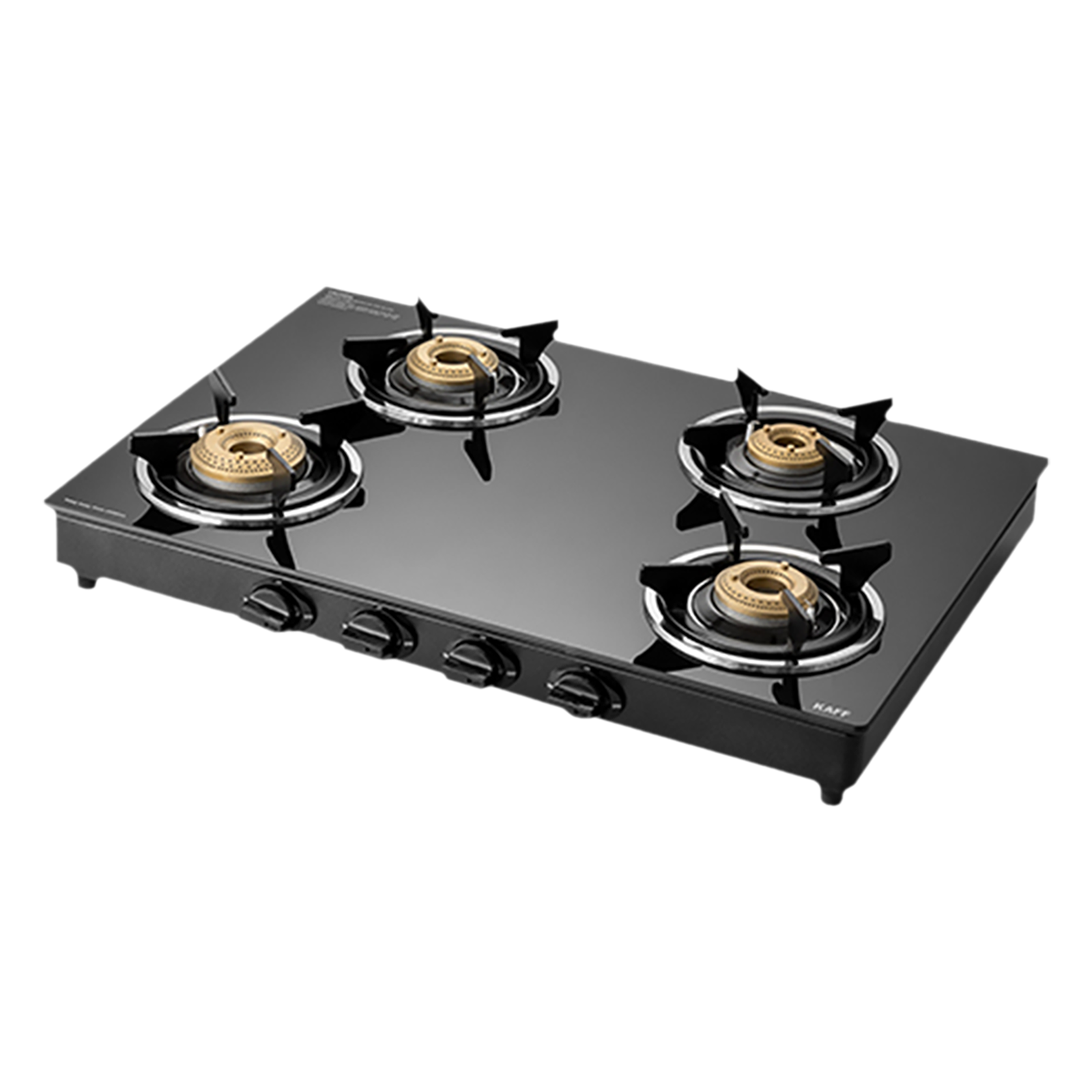 

KAFF CTC694BAI Toughened Glass Top 4 Burner Automatic Gas Stove (Matte Enamelled Pan Support, Black)