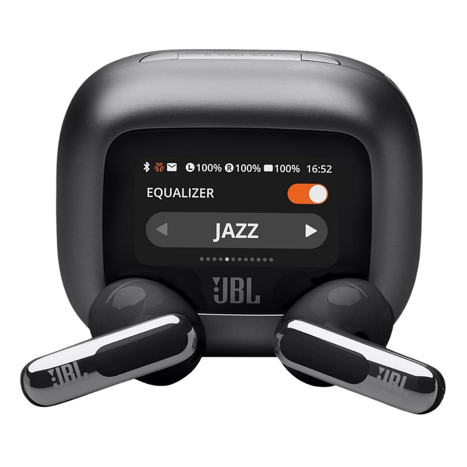 JBL Live Flex 3 TWS Earbuds with Adaptive Noise Cancellation (IP54 Water Resistant, Touchscreen Display, Black)