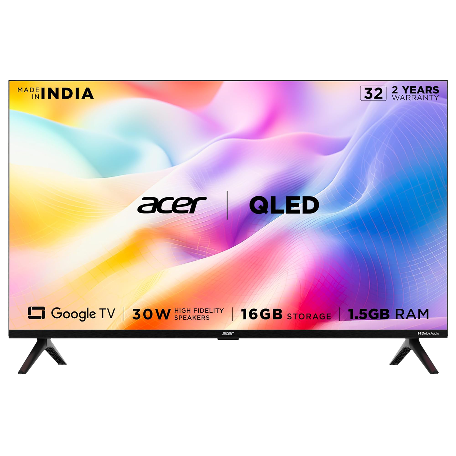 

acer V Series 80 cm (32 inch) HD Ready Smart Google TV with 30W Dolby Audio (2023 model), Black