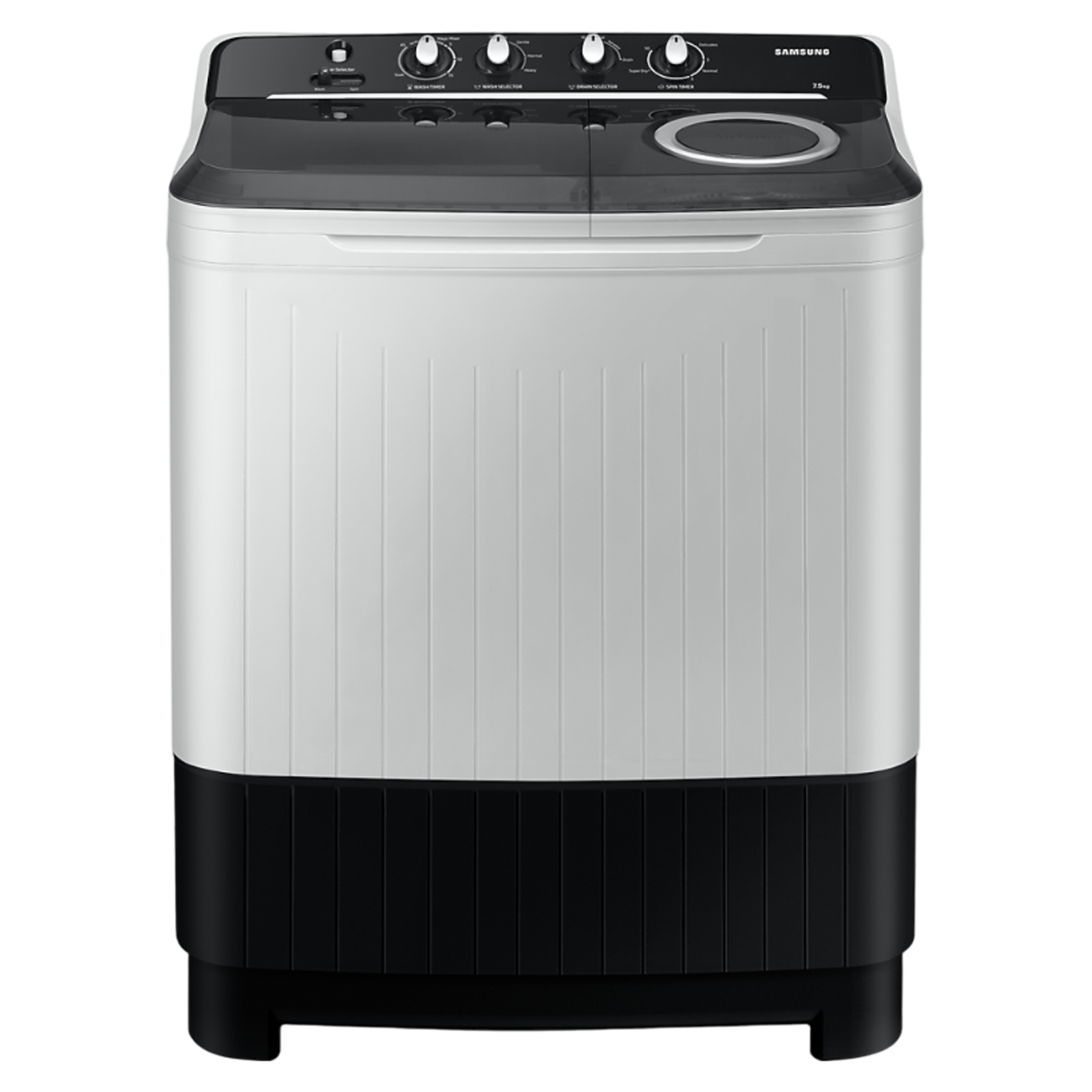 SAMSUNG 9 kg 5 Star Semi Automatic Washing Machine with Hexa Storm Pulsator (WT90C4260GG, Light Gray with Ebony Black Base)