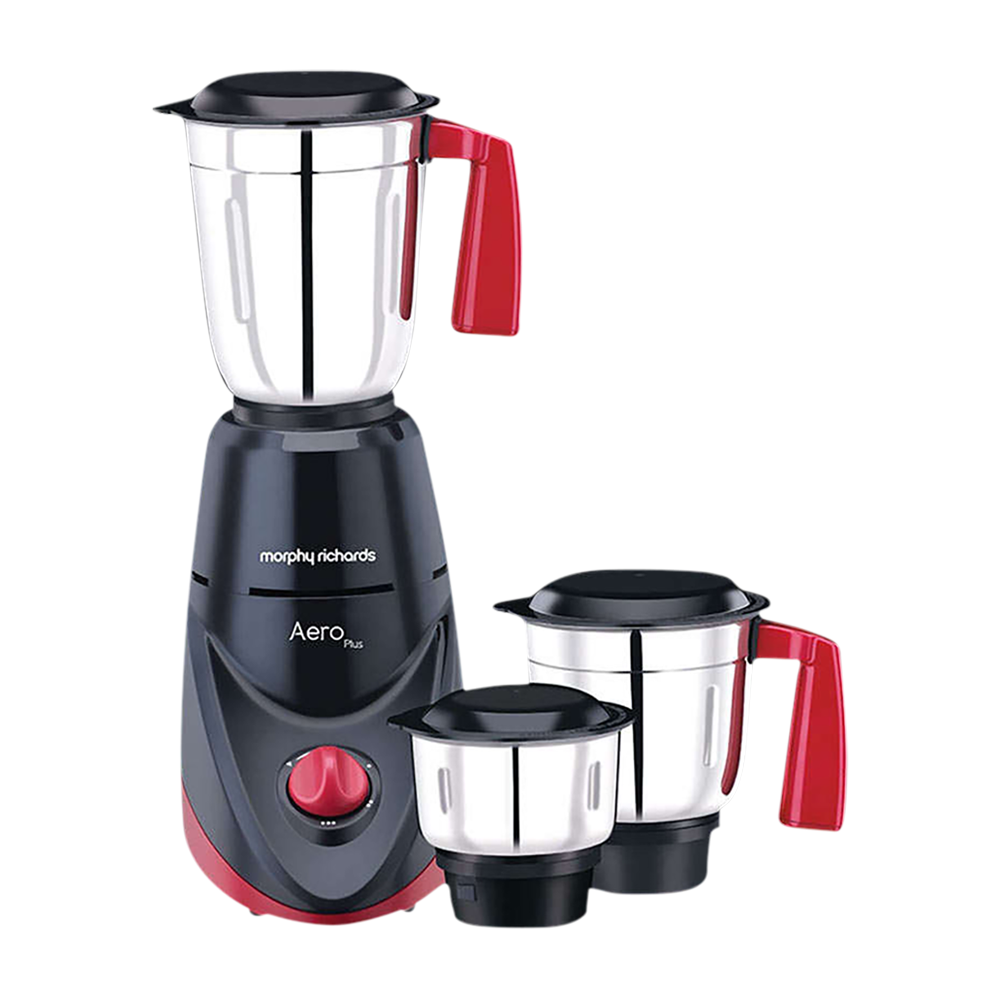 

morphy richards Aero Plus 500 Watt 3 Jars Mixer Grinder (Overload Protection, Black/Wine)