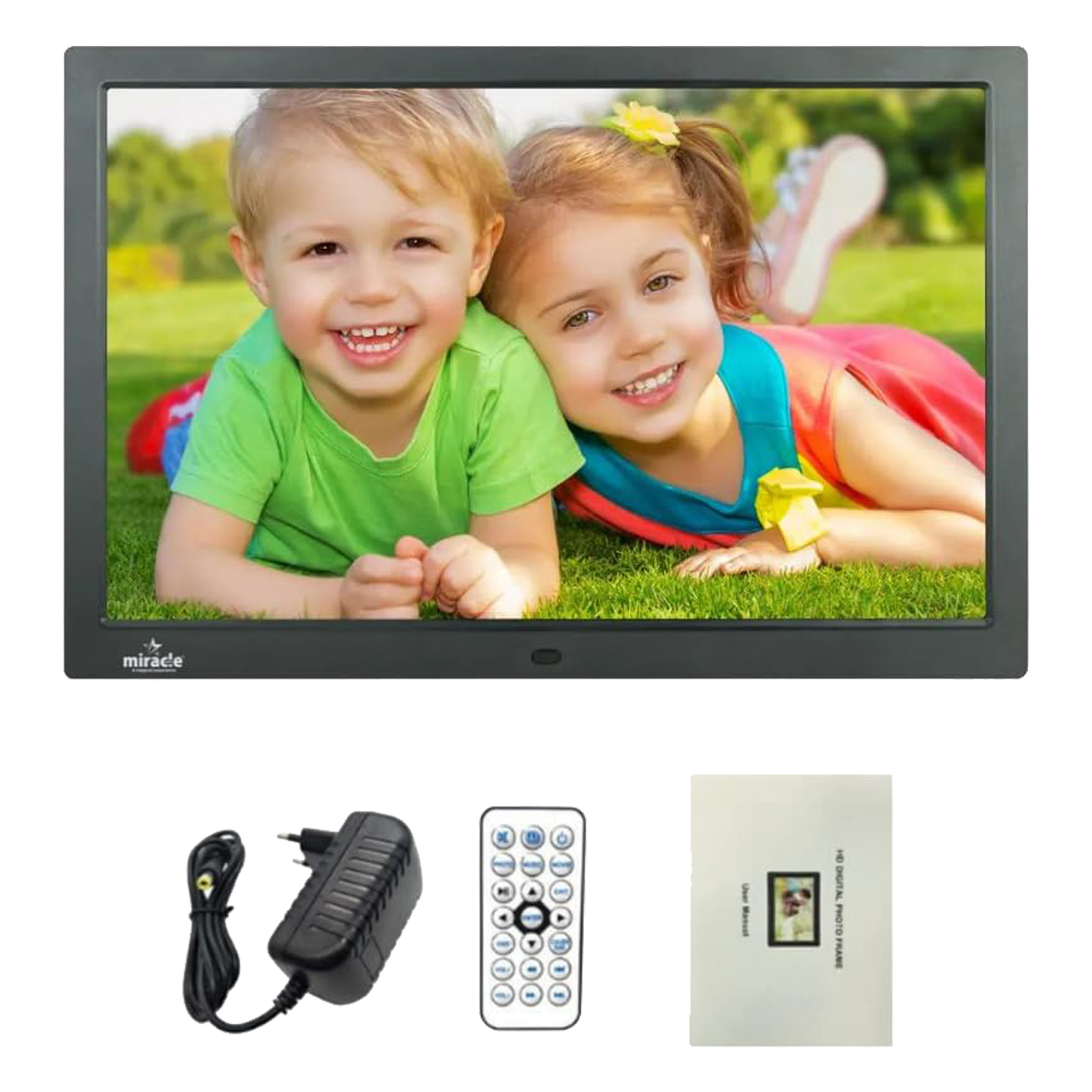 

Miracle Digital 43.18cm (17 Inches) Digital Photo Frame (Stereo Speaker, MD006, Black)