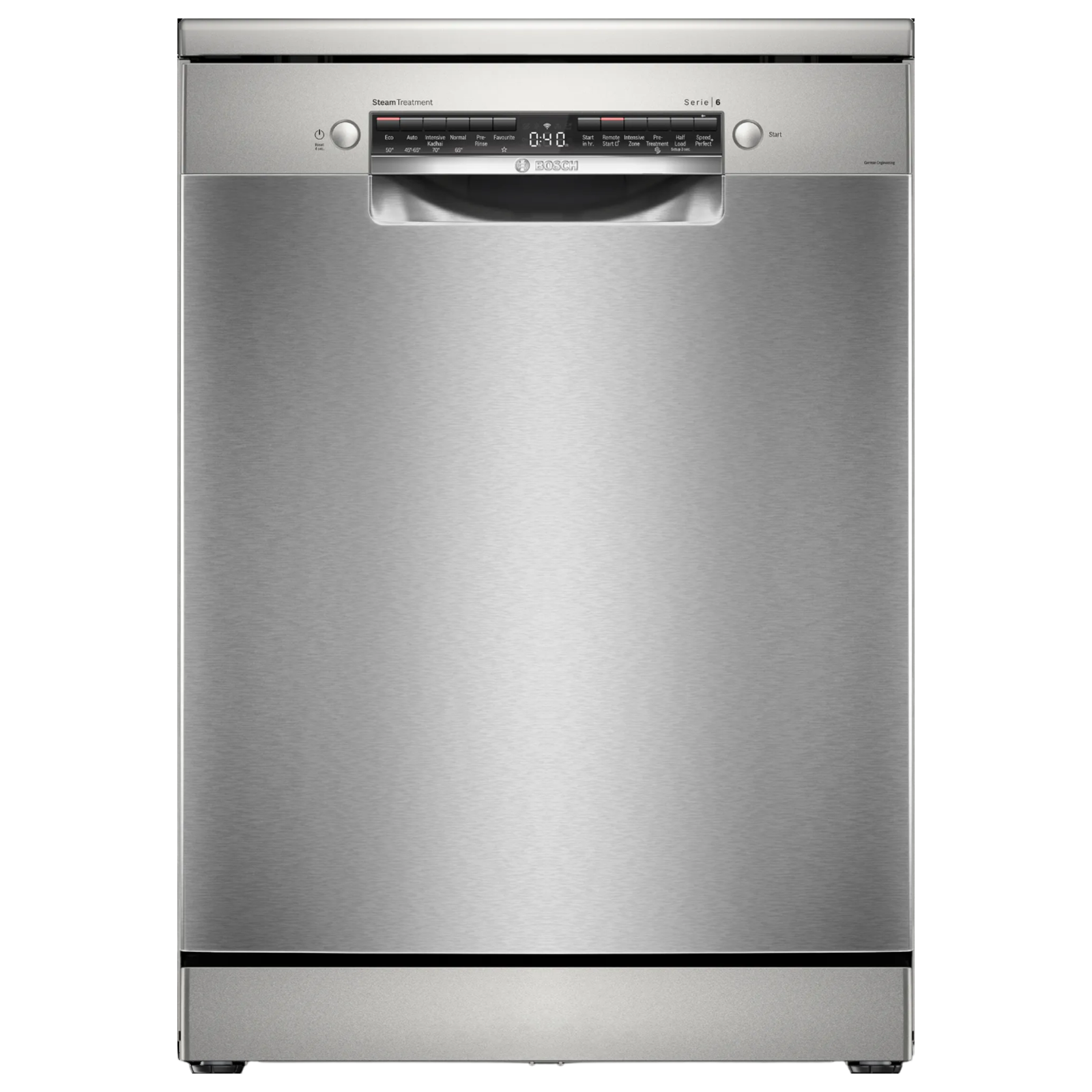 

BOSCH Series 6 15 Place Settings Free Standing Dishwasher with Anti-Fingerprint (No Pre-rinse Required, Silver Inox)