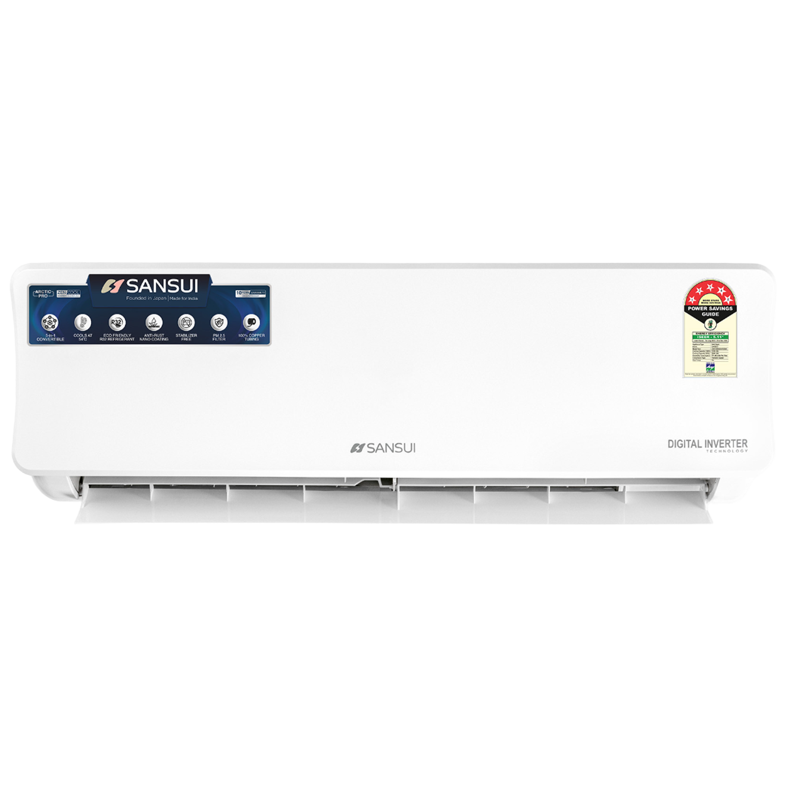 

SANSUI Arctic Pro 5 in 1 Convertible 1.5 Ton 5 Star Inverter Split AC with PM 2.5 Filter (2024 Model, Copper Condenser, JSE185SI24A1), White