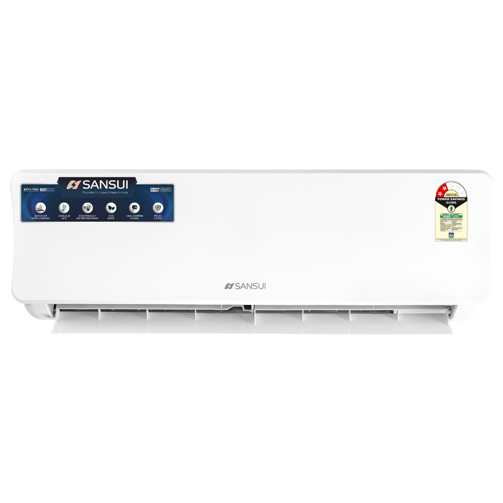 

SANSUI Apex Pro 1.8 Ton 2 Star Fixed Speed Split AC (2024 Model, Copper Condenser, PM 2.5 Filter, JSE242FS24F1), White