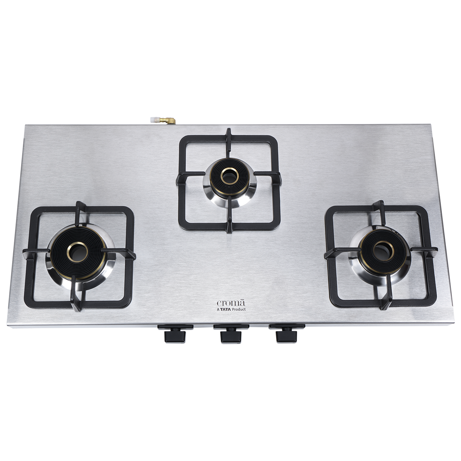 Croma AG1411 3 Burner Manual Gas Stove (Strong Anti-Skid Rubber Feet, Steel)