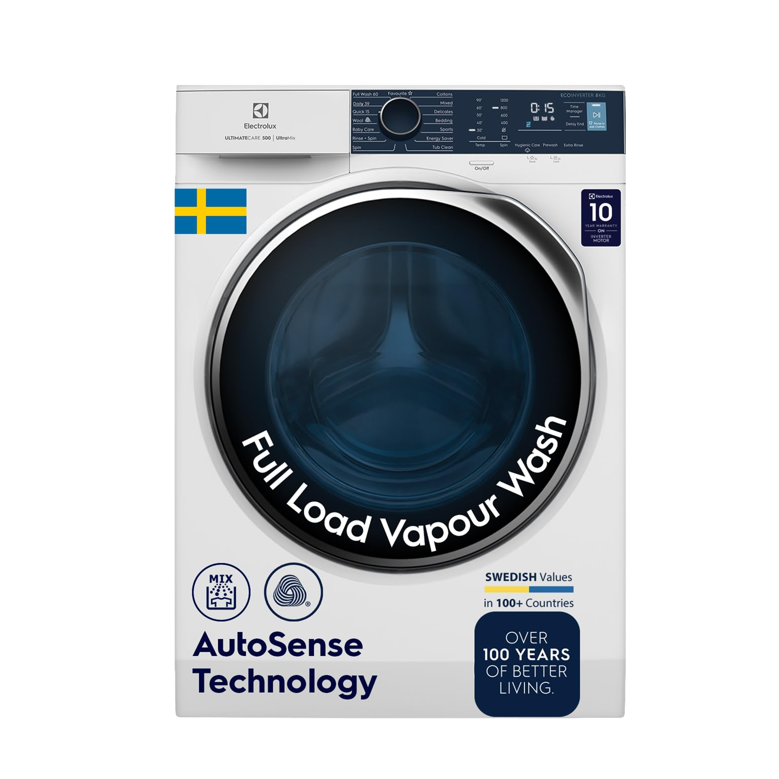 

Electrolux 9 Kg 5 Star Fully Automatic Front Load Washing Machine (UltimateCare 500, EWF9024R5WB, UltraMix Technology, White)