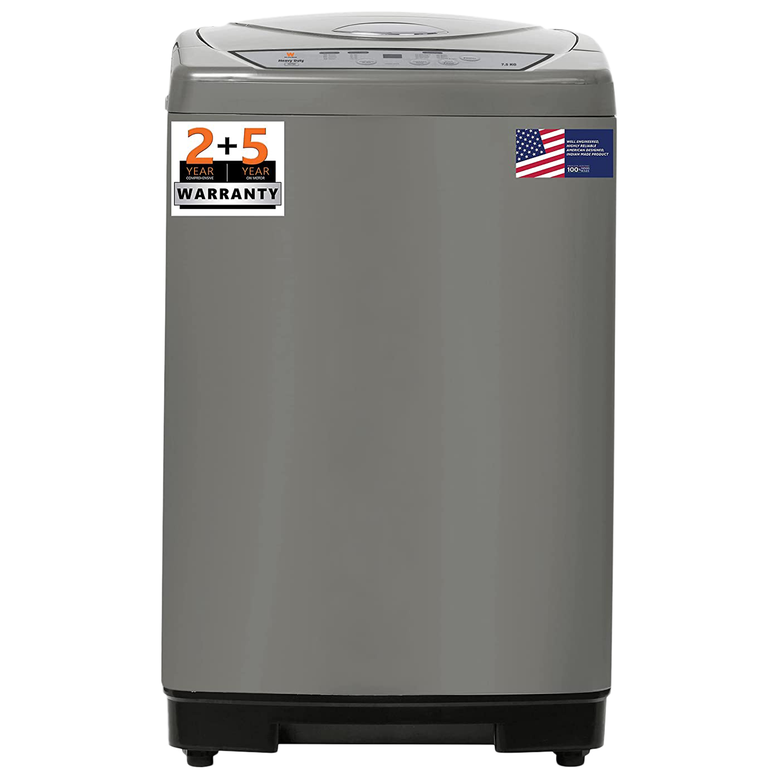 

White Westinghouse 7.5 kg Fully Automatic Top Load Washing Machine (HDT7500, Anti Vibration Technology, Grey)