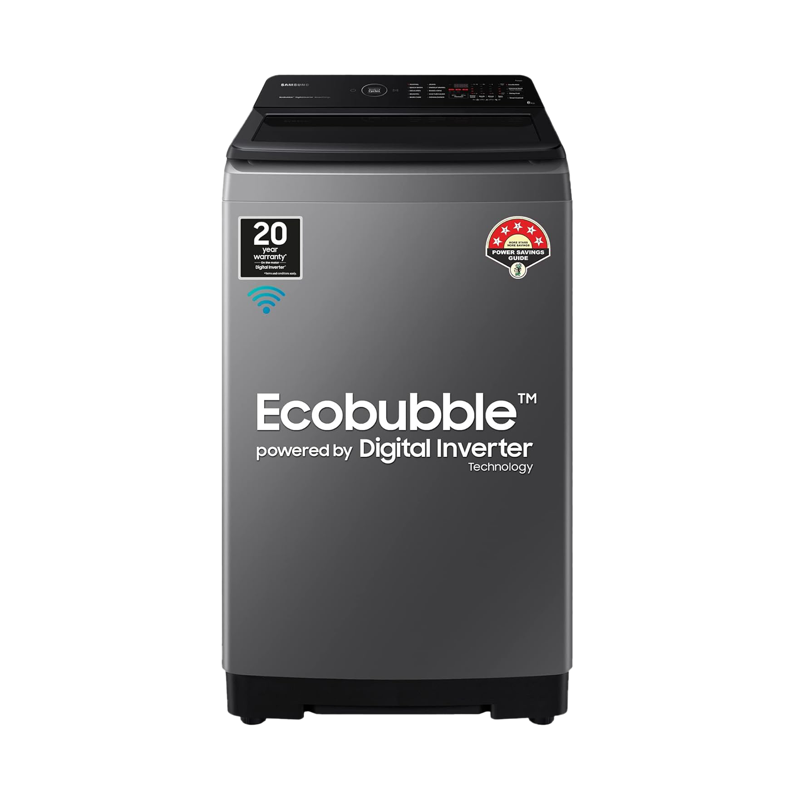 

SAMSUNG 8 kg 5 Star Inverter Fully Automatic Top Load Washing Machine (WA80BG4542BDTL, Diamond Drum, Dark Gray)