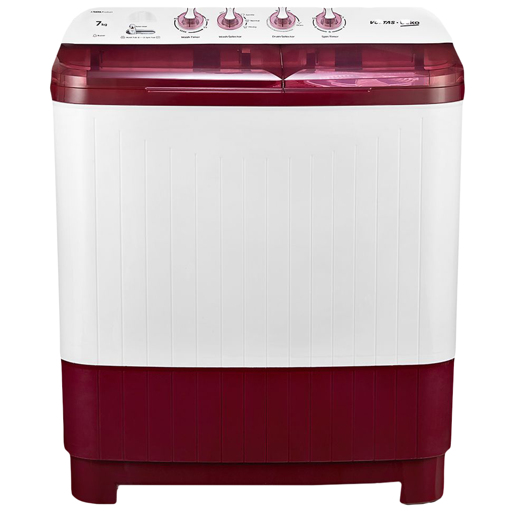 

VOLTAS beko 7 kg 5 Star Semi Automatic Washing Machine with IPX4 Control Panel (WTT70DBRT, Burgundy)