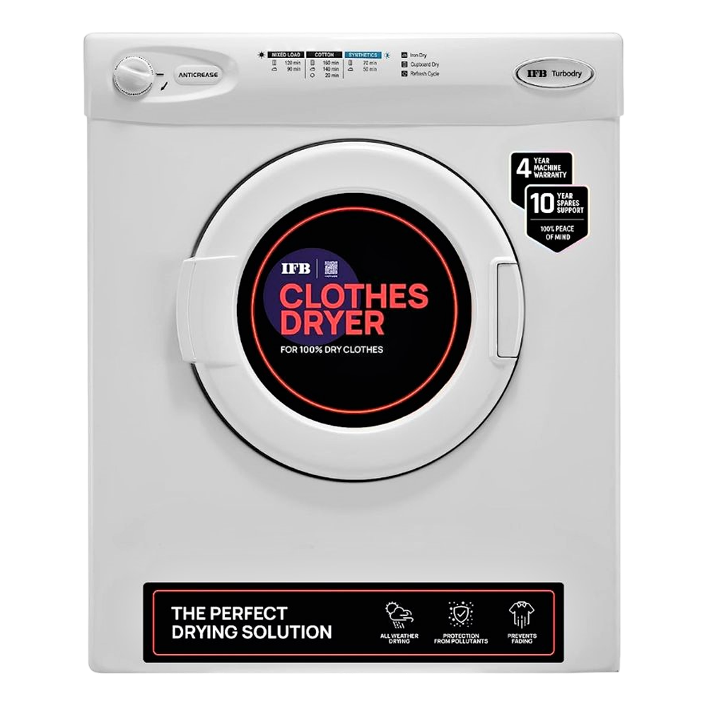 

IFB 5.5 kg 5 Star Fully Automatic Front Load Dryer (TURBO DRY 550, Lint Filter, White)