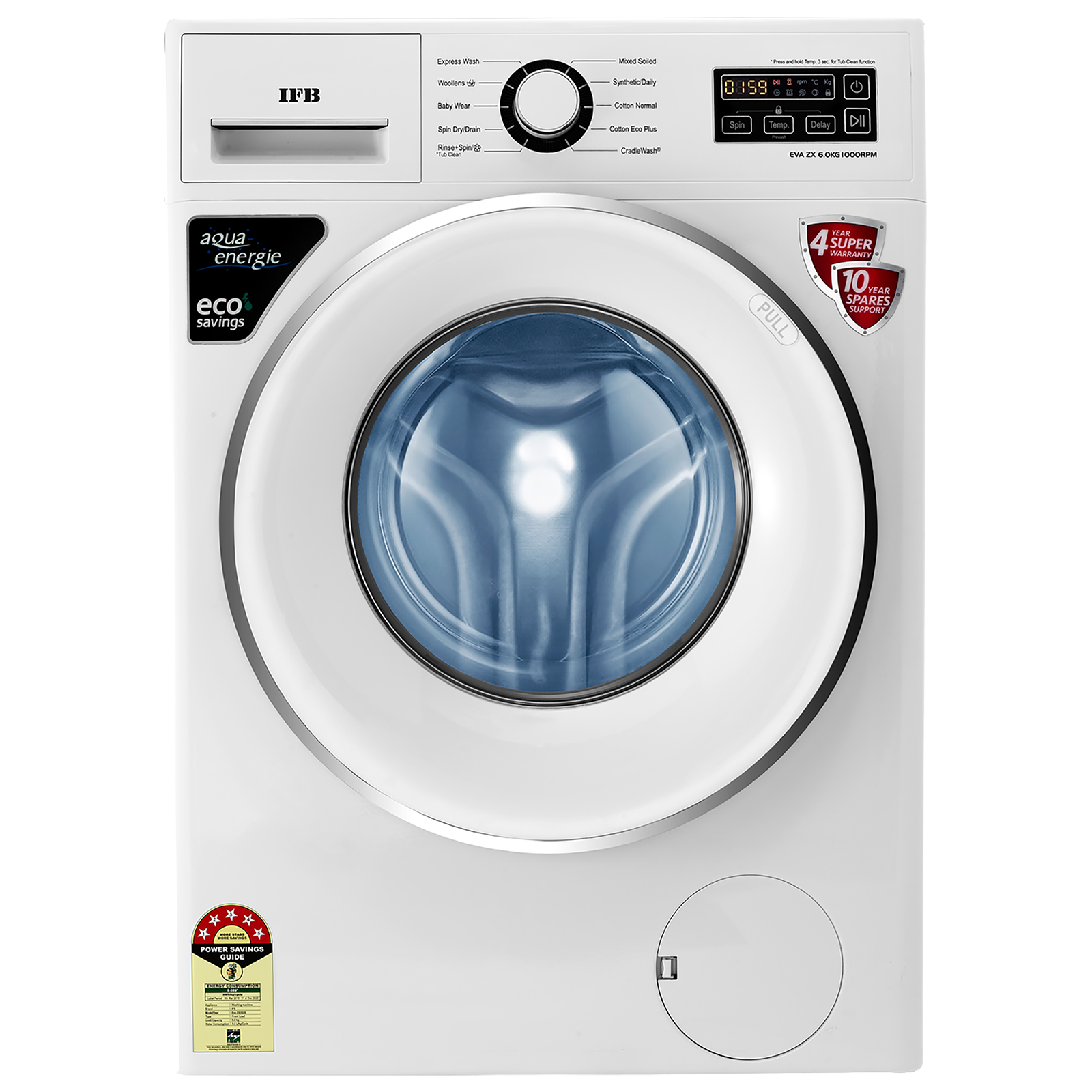 IFB 6 kg 5 Star Fully Automatic Front Load Washing Machine (EVA ZX, Auto Foam Control System, White)