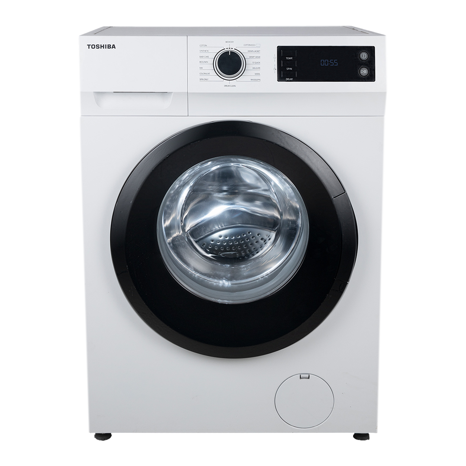 

TOSHIBA 8 kg 5 Star Inverter Fully Automatic Front Load Washing Machine (TW-BJ90S2-IND(WK), In-Built Heater, White)