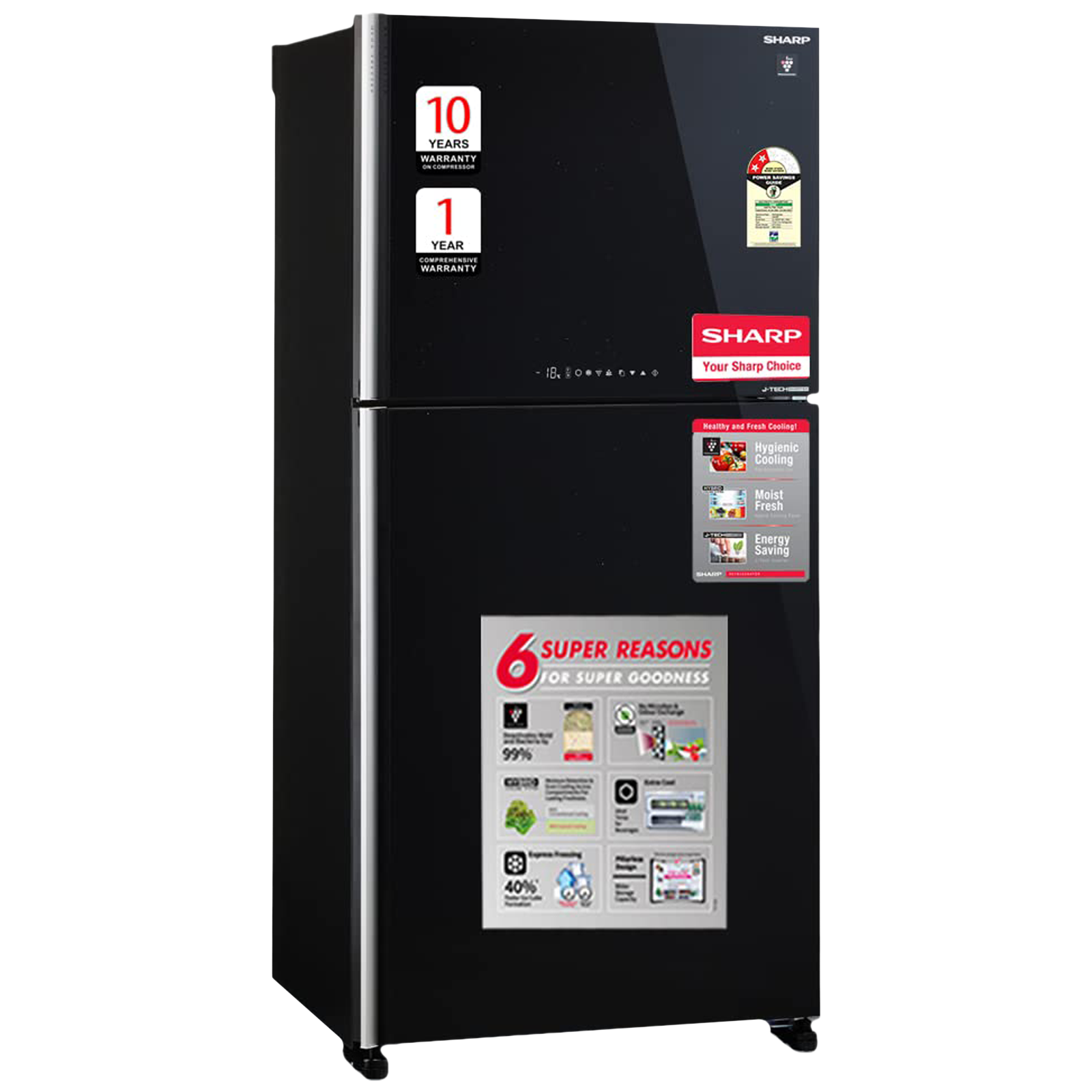 SHARP 556 Litres 2 Star Frost Free Double Door Refrigerator with Inverter Compressor (SJ-GP60T-BK, Black)