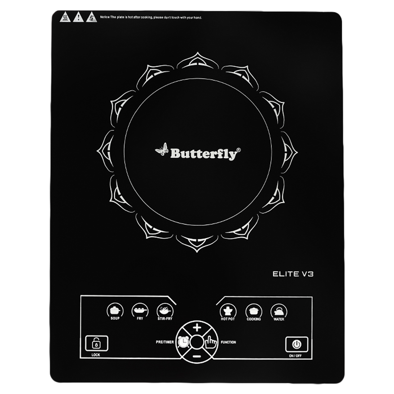 

Butterfly Elite V3 2200W Single Induction Cooktop with 6 Cooking Menus, Black