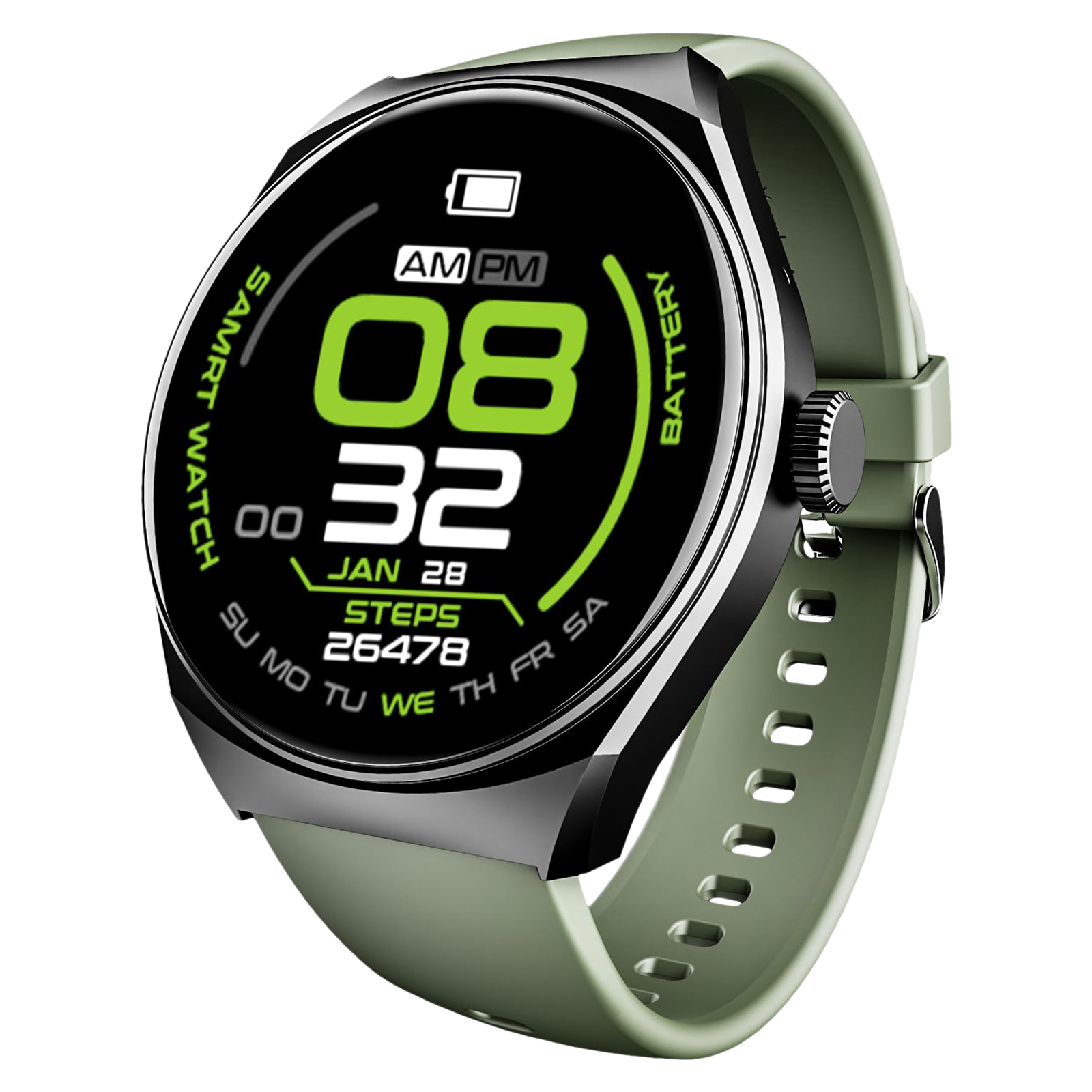 

boAt Lunar Seek Smartwatch with Bluetooth Calling (35.30mm HD Display, IP67 Splash Resistant, Pastel Green Strap)