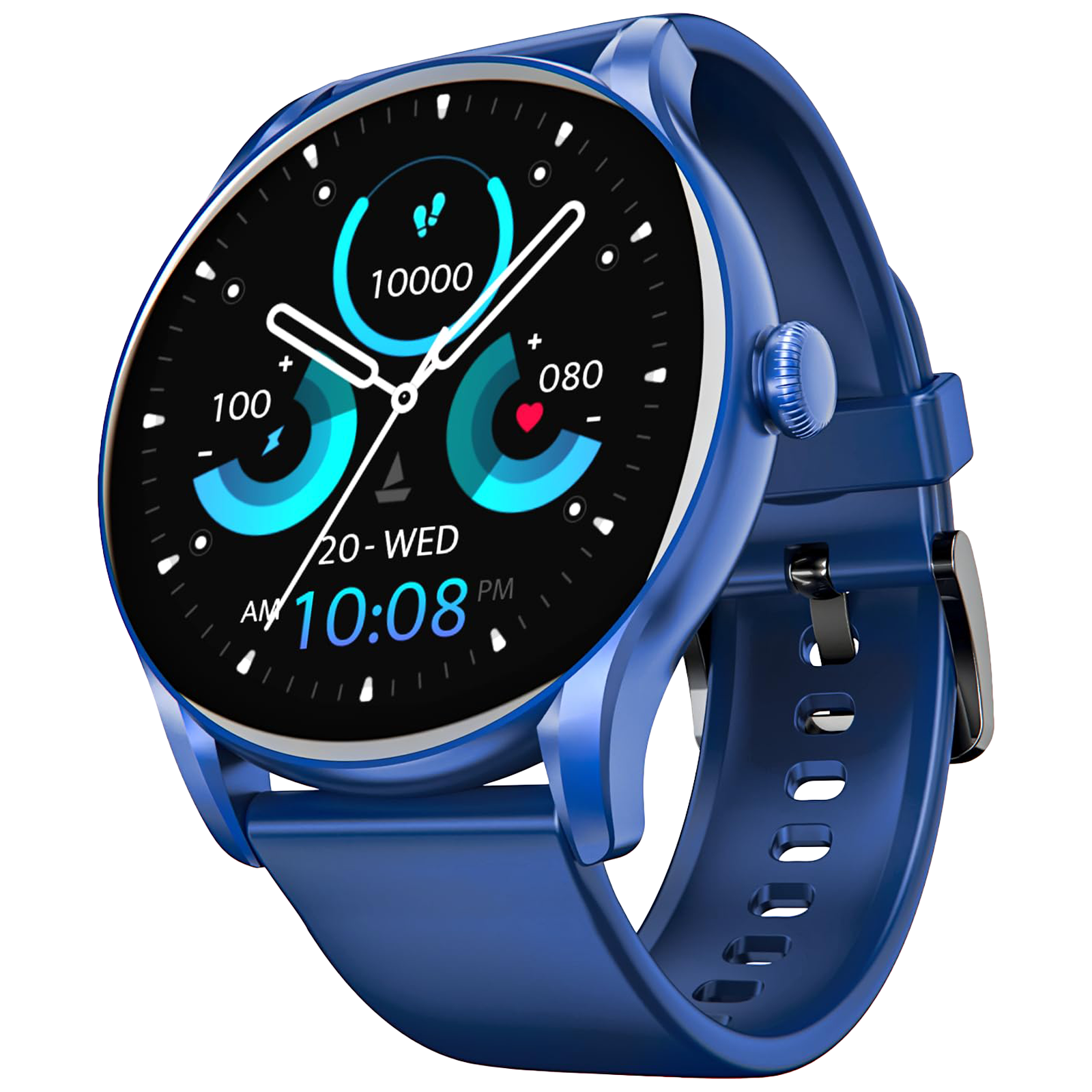 boAt Lunar Connect Ace Smartwatch with Bluetooth Calling (36.32mm AMOLED Display, IP68 Water Resistant, Indigo Blue Strap)