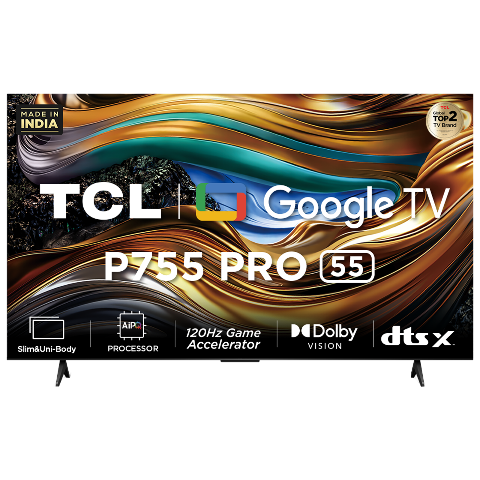 

TCL P755 Pro 139.7 cm (55 inch) 4K QLED Smart Google TV with Dolby Atmos (2024 model), Black