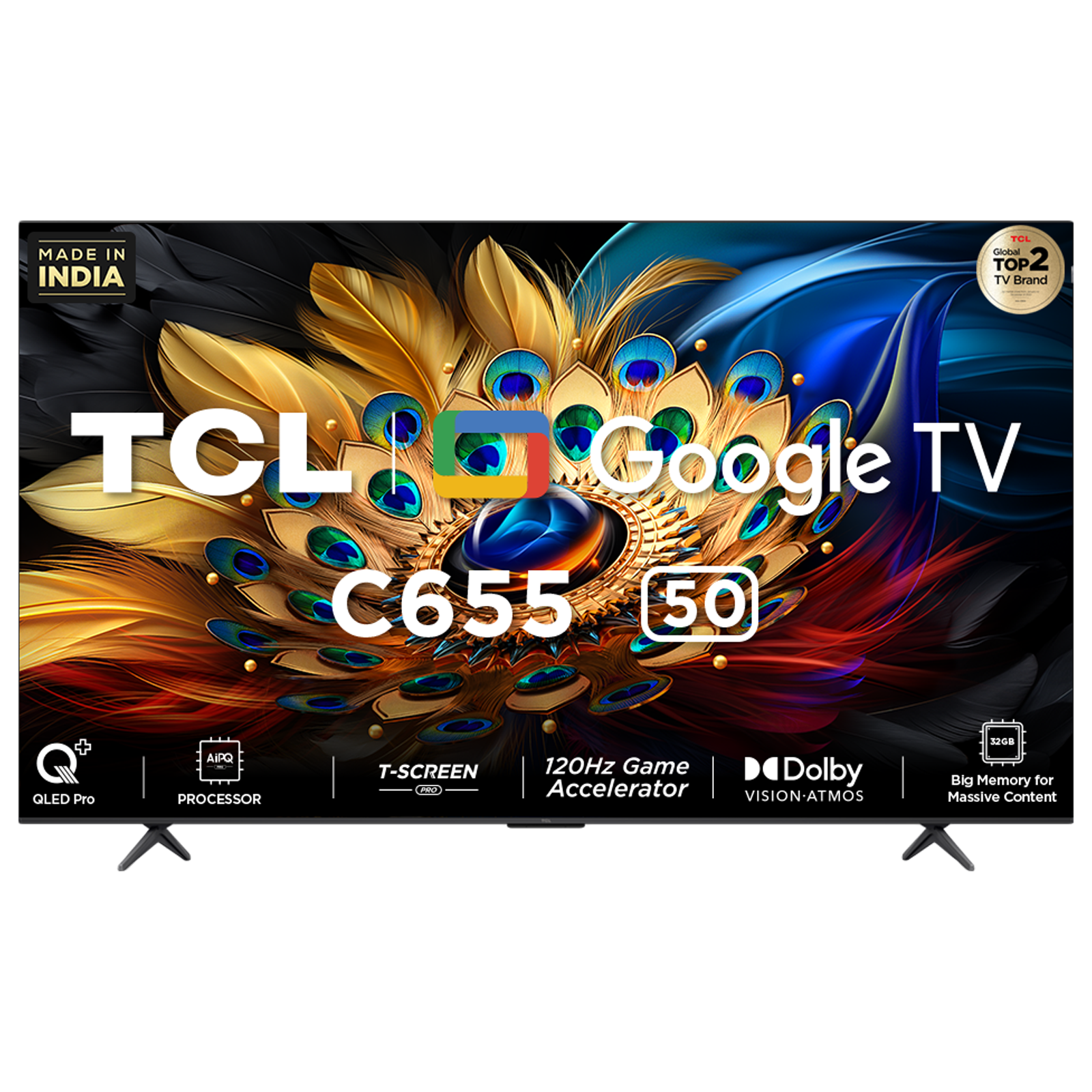 

TCL C655 127 cm (50 inch) QLED 4K Ultra HD Google TV with Dolby Vision (2024 model), Black
