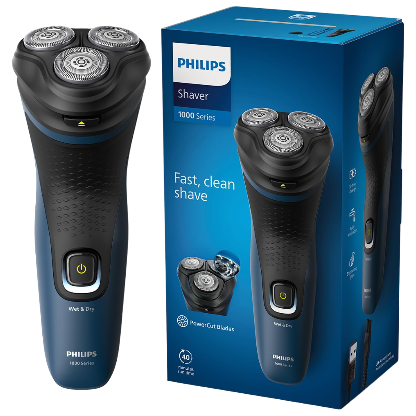 

PHILIPS 1000 Series Rechargeable Cordless Shaver for Face for Men (40min Runtime, Fast Charging, Dark Grey)