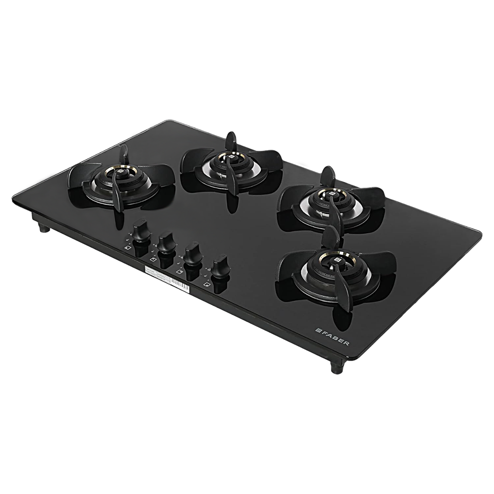 

Faber Ultima Plus HT904 CRS BR CI AI Toughened Glass Top 4 Burner Automatic Electric Hob (Premium Quality Knob, Black)