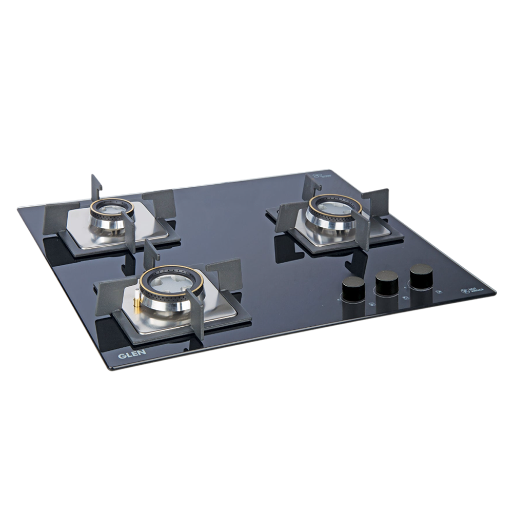 

Glen 1063 SQ DB Toughened Glass Top 3 Burner Automatic Electric Hob (Scratch & Stain Resistant, Black)