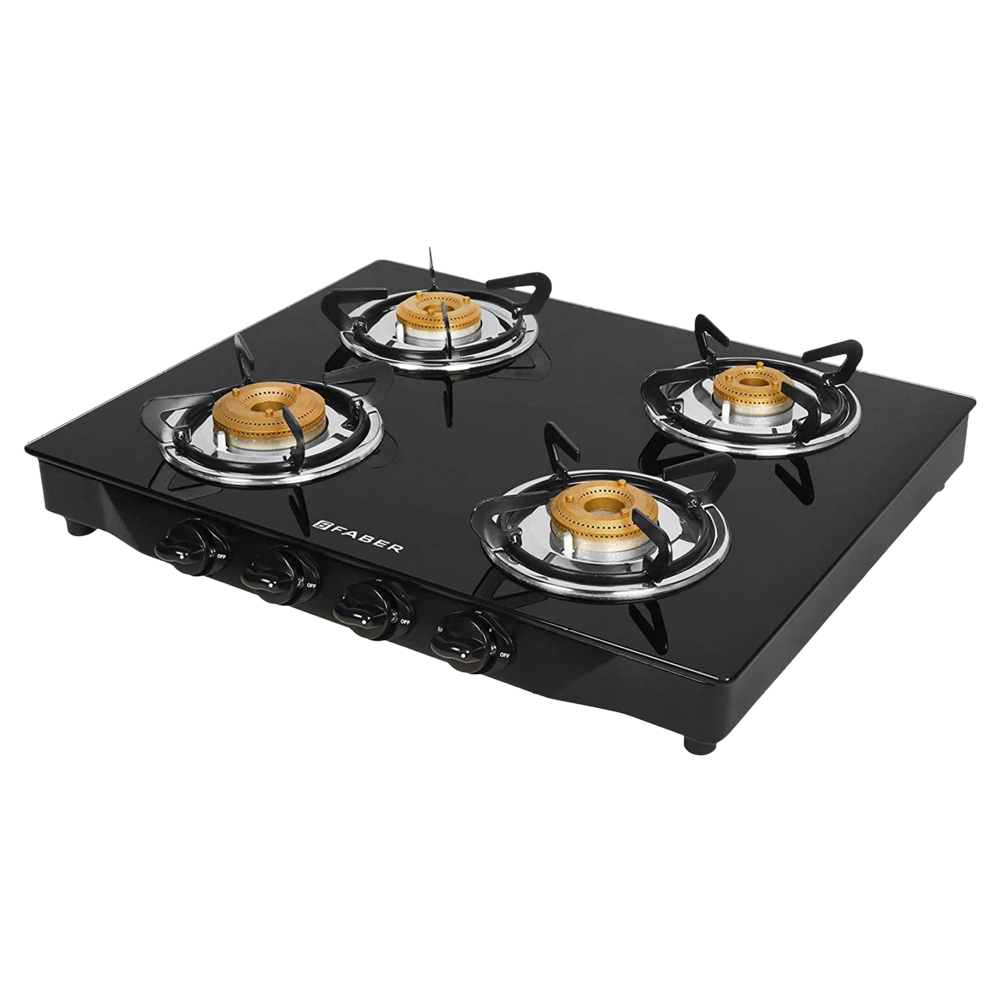 

Faber Jumbo 4BB BK AI Toughened Glass Top 4 Burner Automatic Gas Stove (Corrosion Resistance, Black)