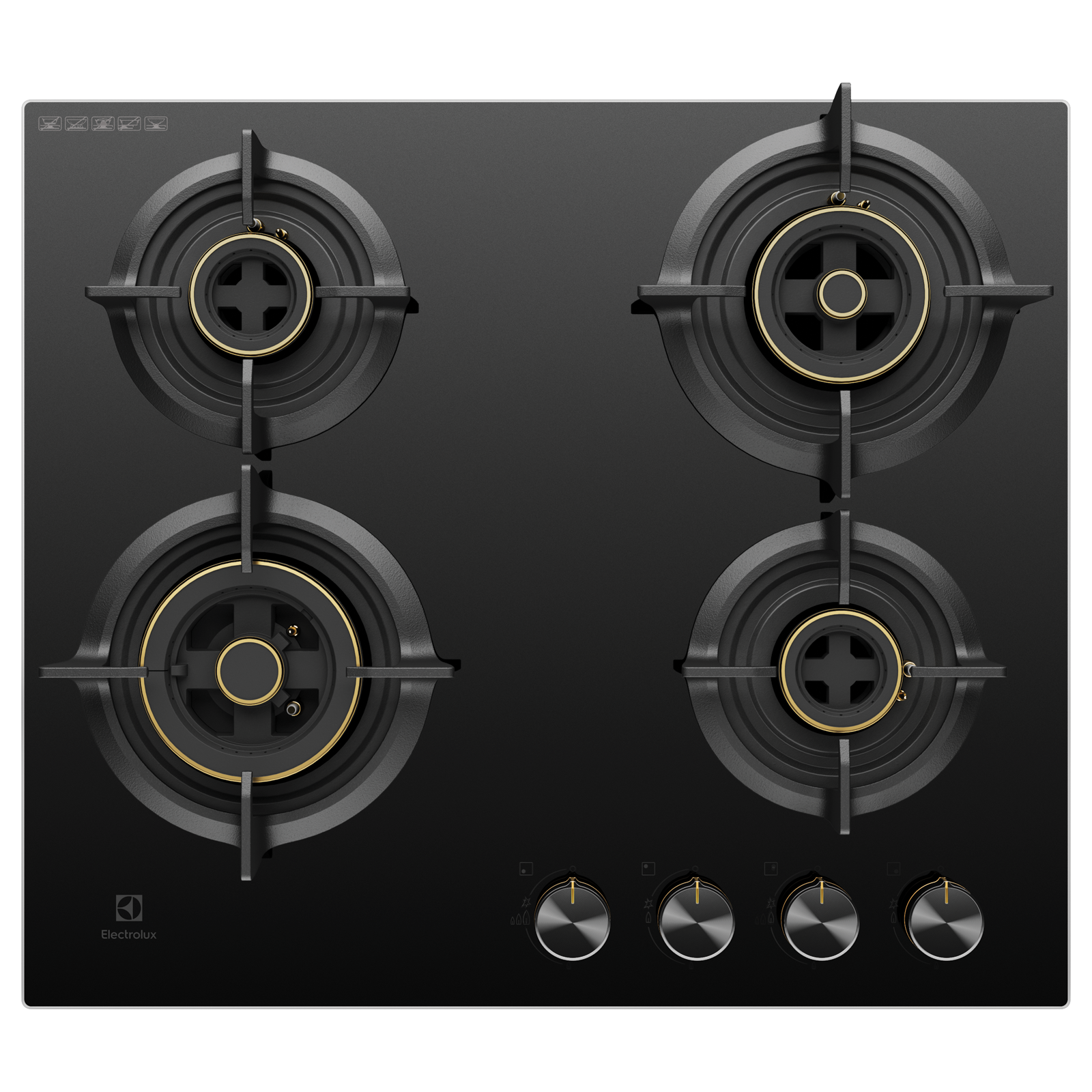 Electrolux UltimateTaste 300 Glass Top 4 Burner Automatic Hob (One Hand Ignition, Black)